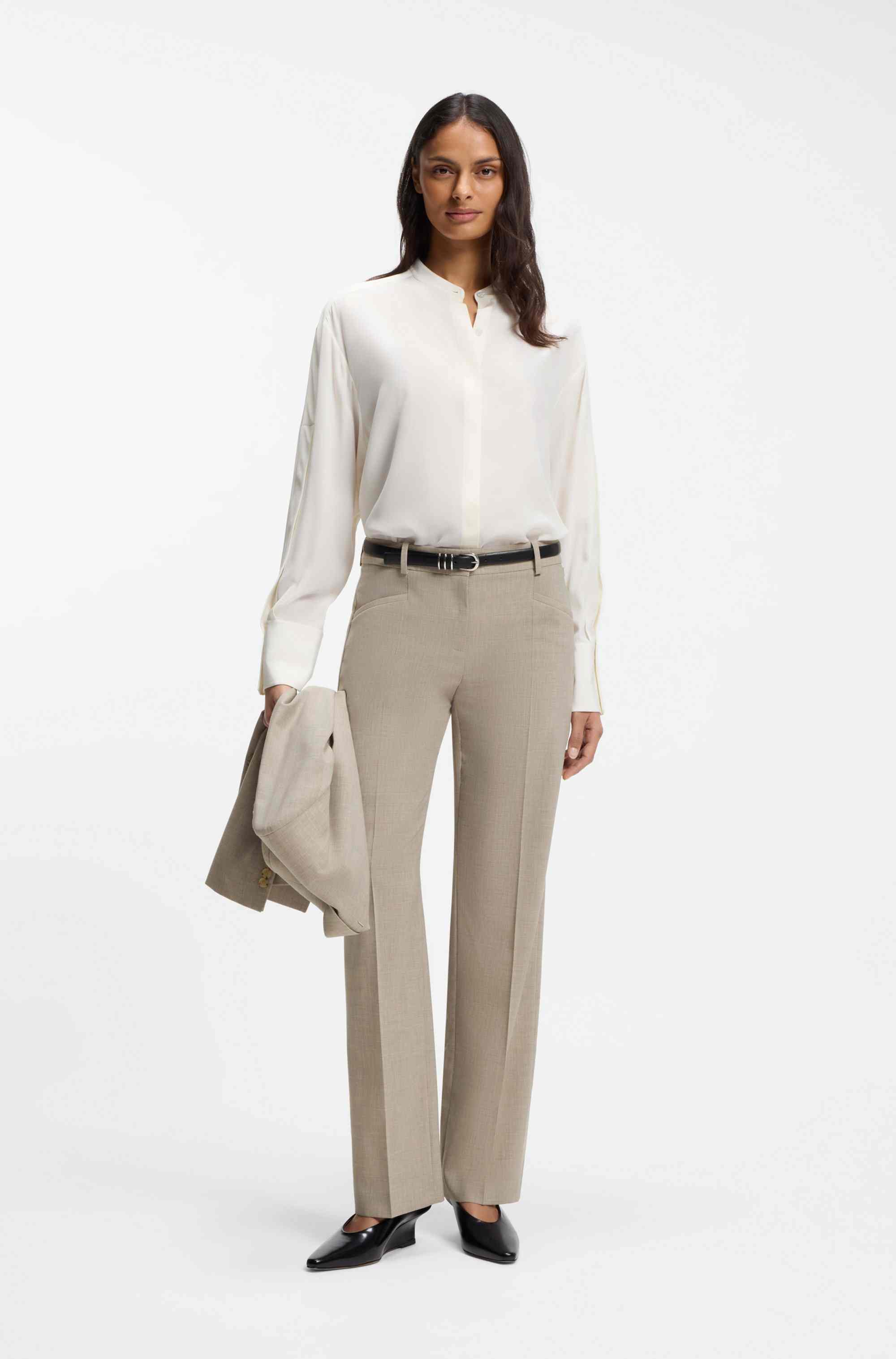 Relaxed-fit trousers in melange virgin wool