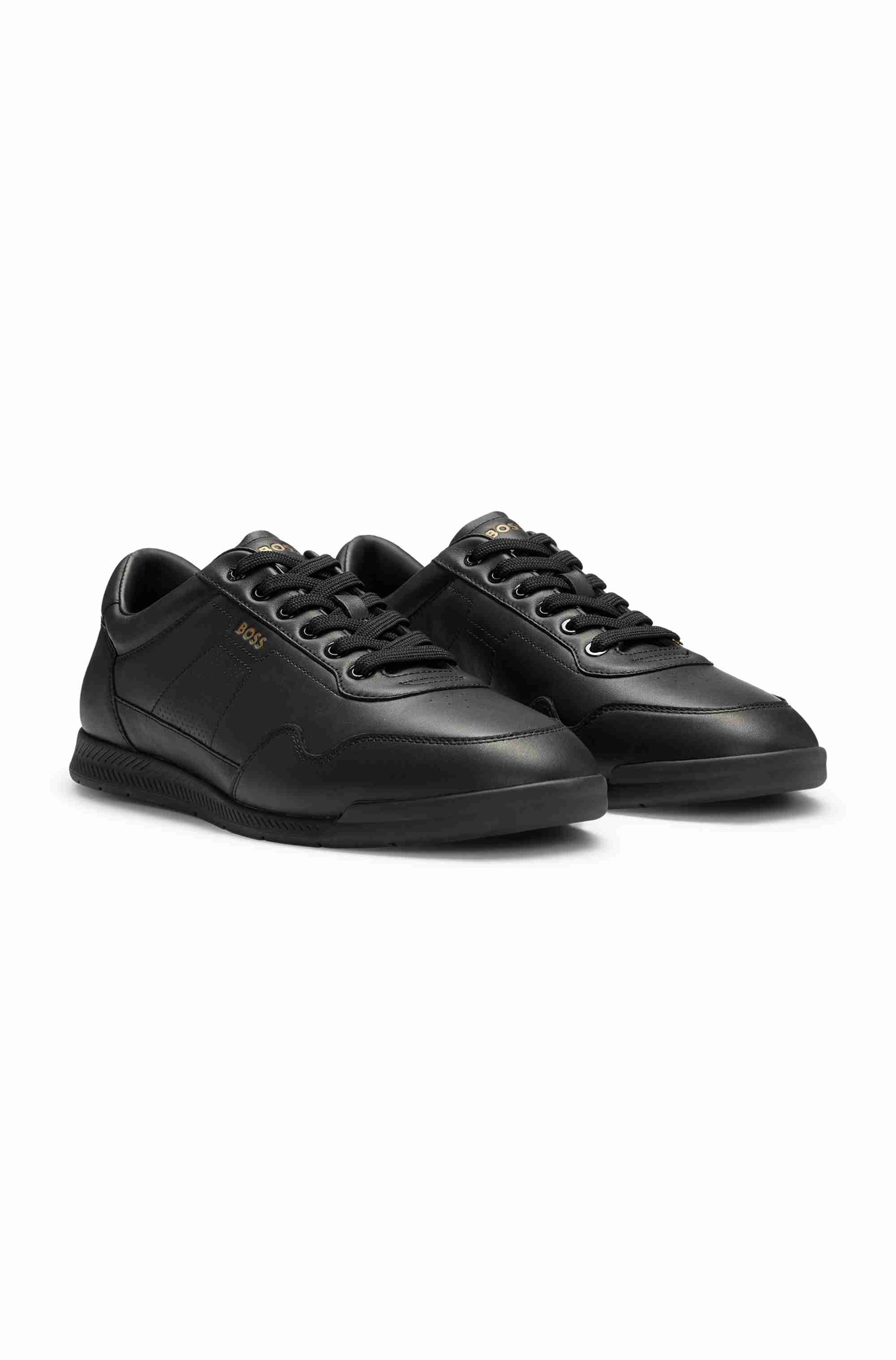 Nappa-leather trainers with perforated details