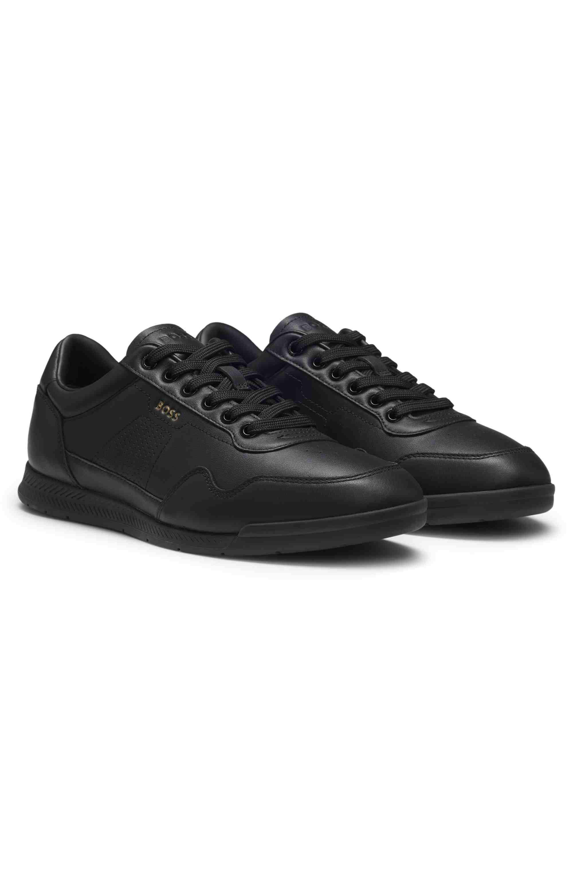 Nappa-leather trainers with perforated details