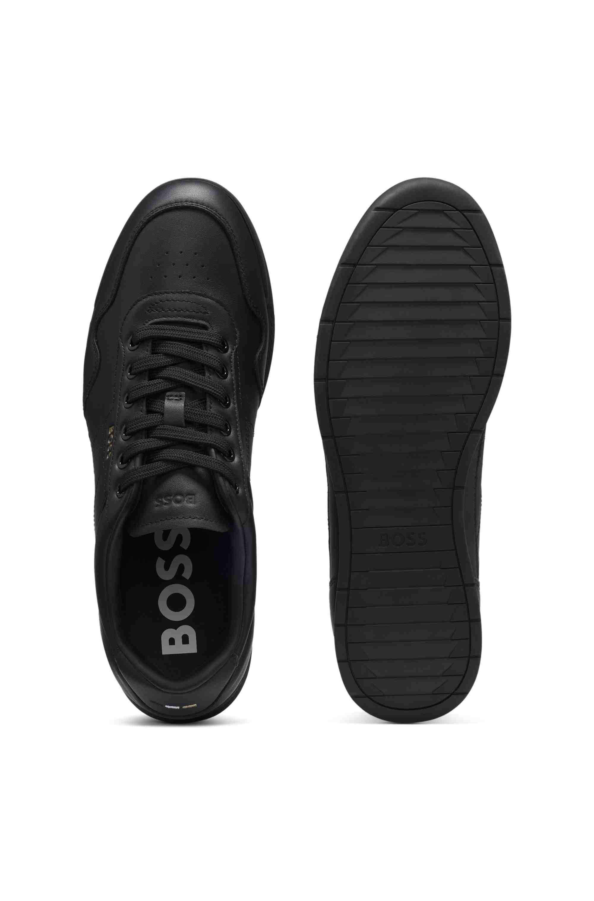 Nappa-leather trainers with perforated details