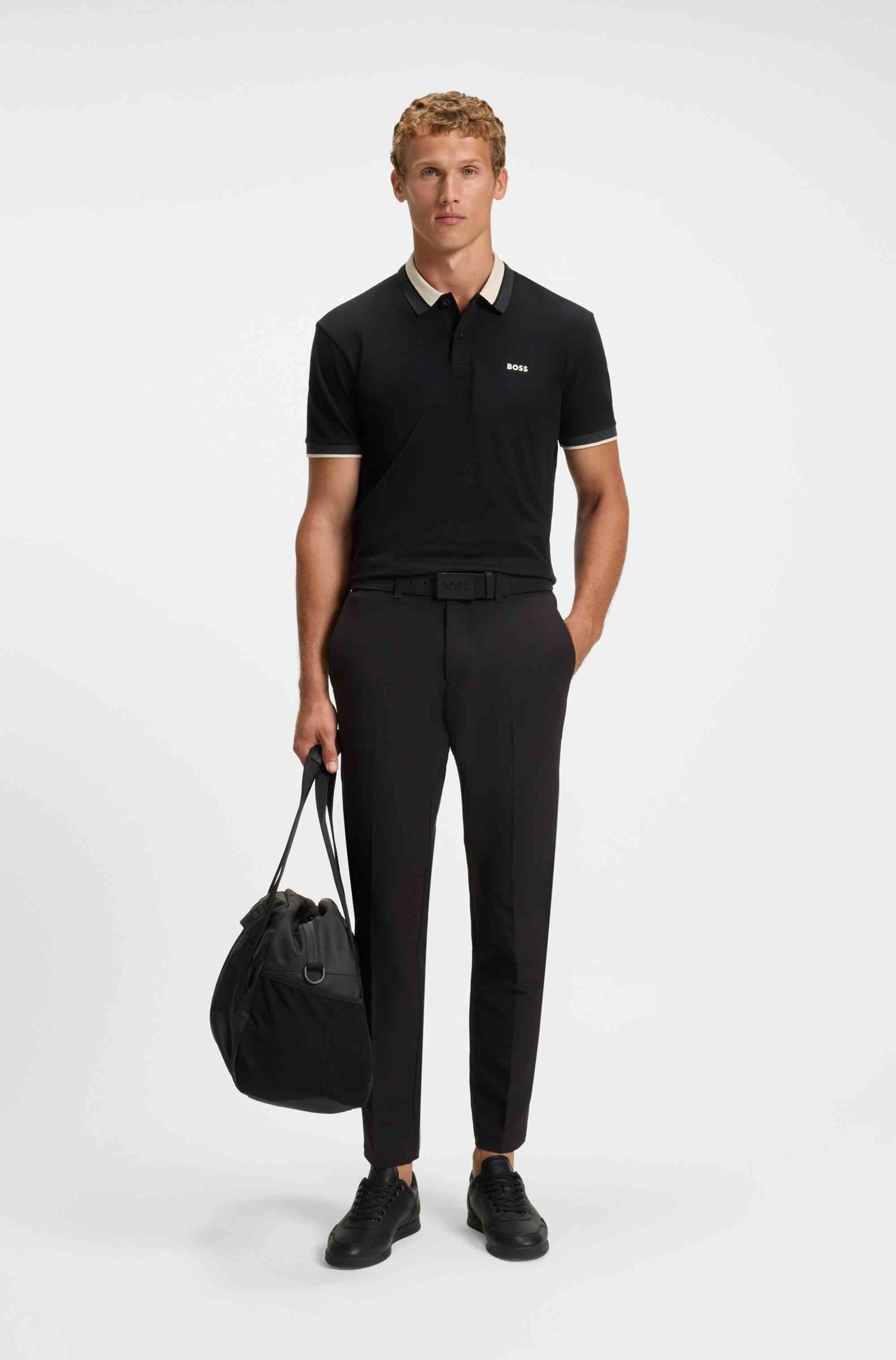 Nappa-leather trainers with perforated details