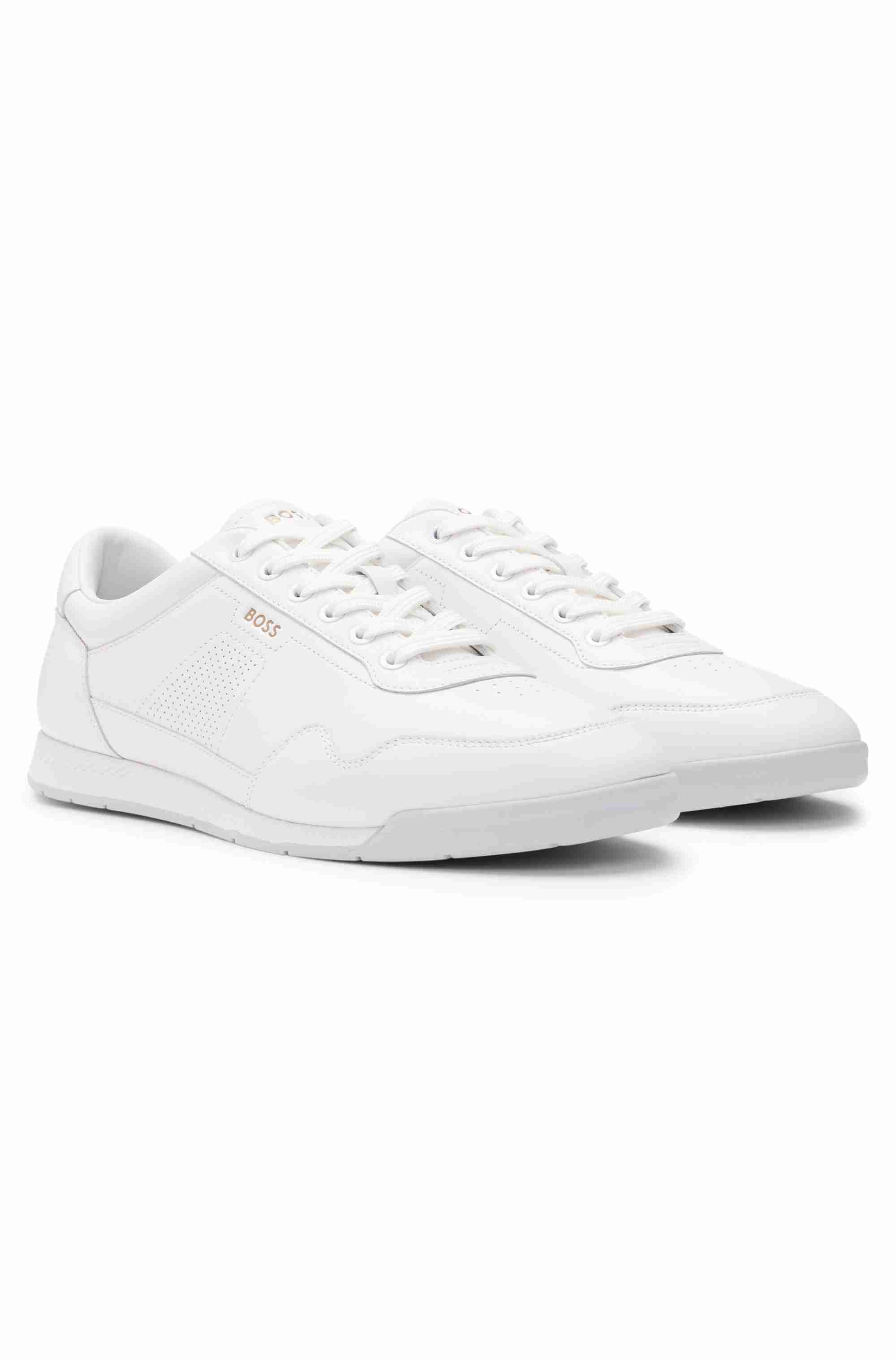 Nappa-leather trainers with perforated details