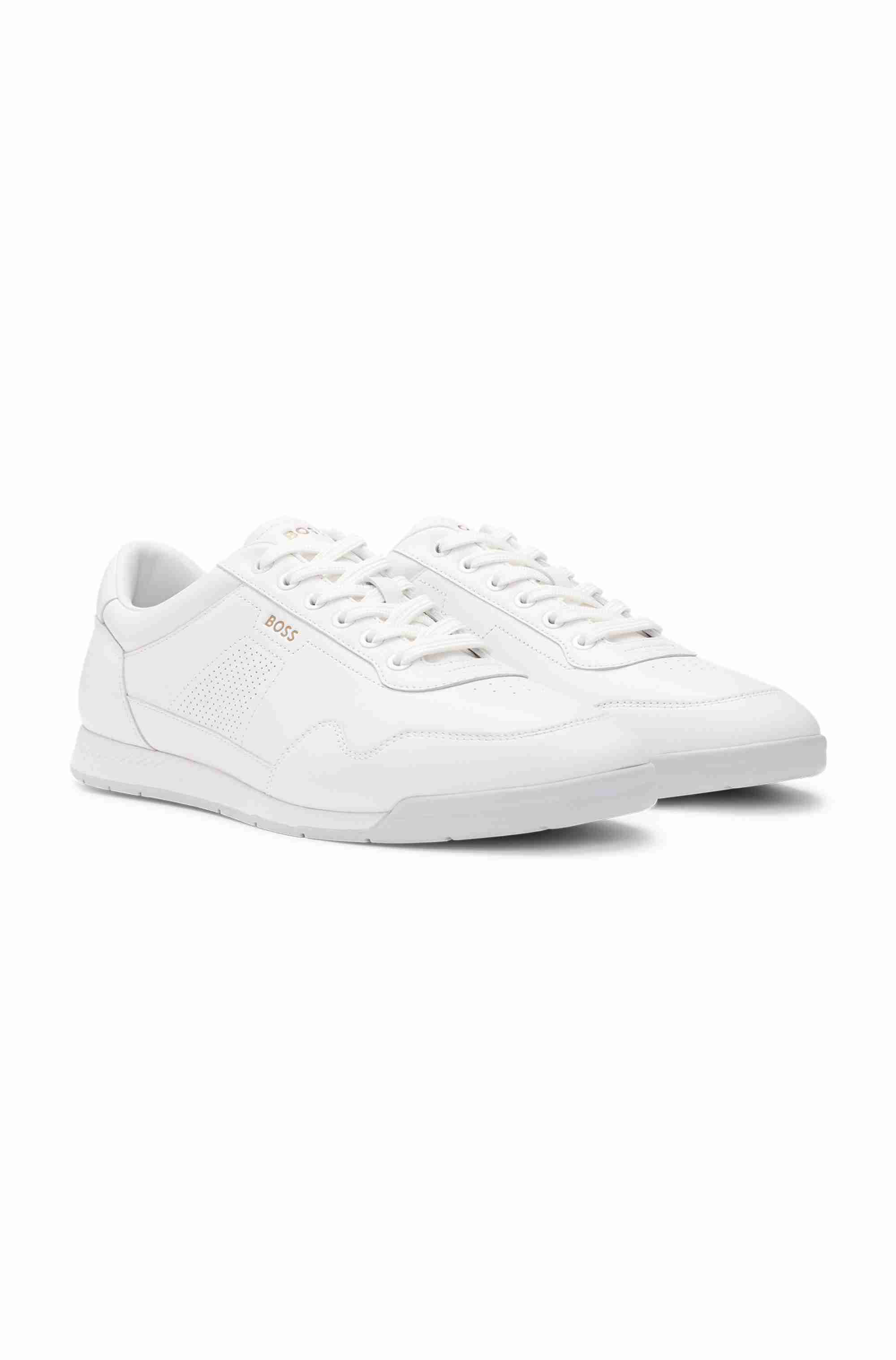 Nappa-leather trainers with perforated details