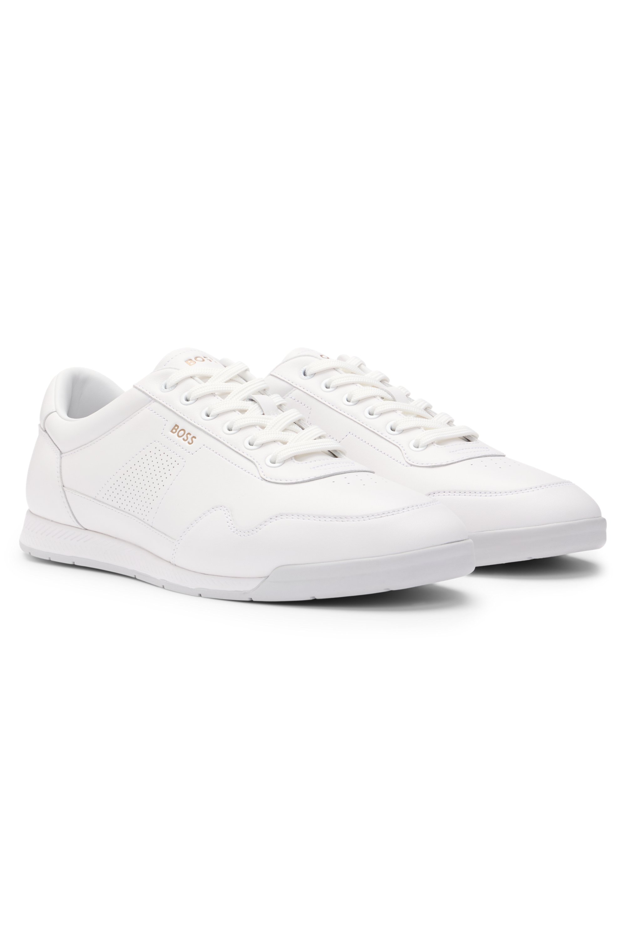 Nappa-leather trainers with perforated details