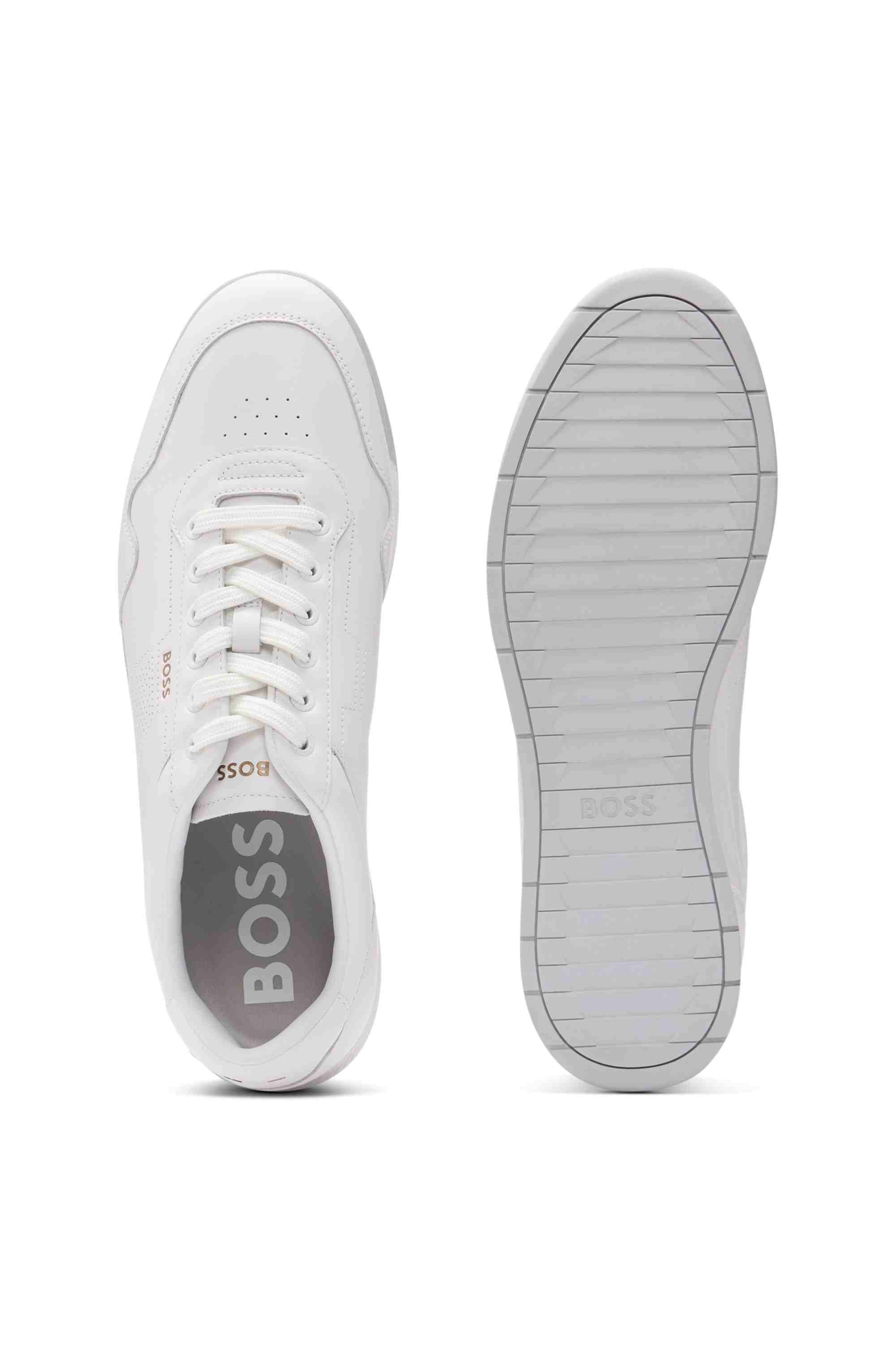 Nappa-leather trainers with perforated details