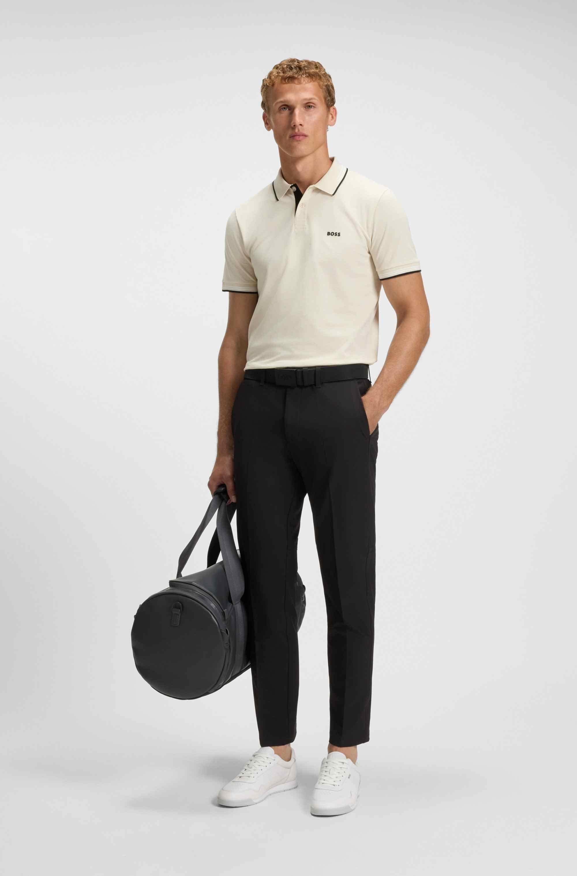 Nappa-leather trainers with perforated details