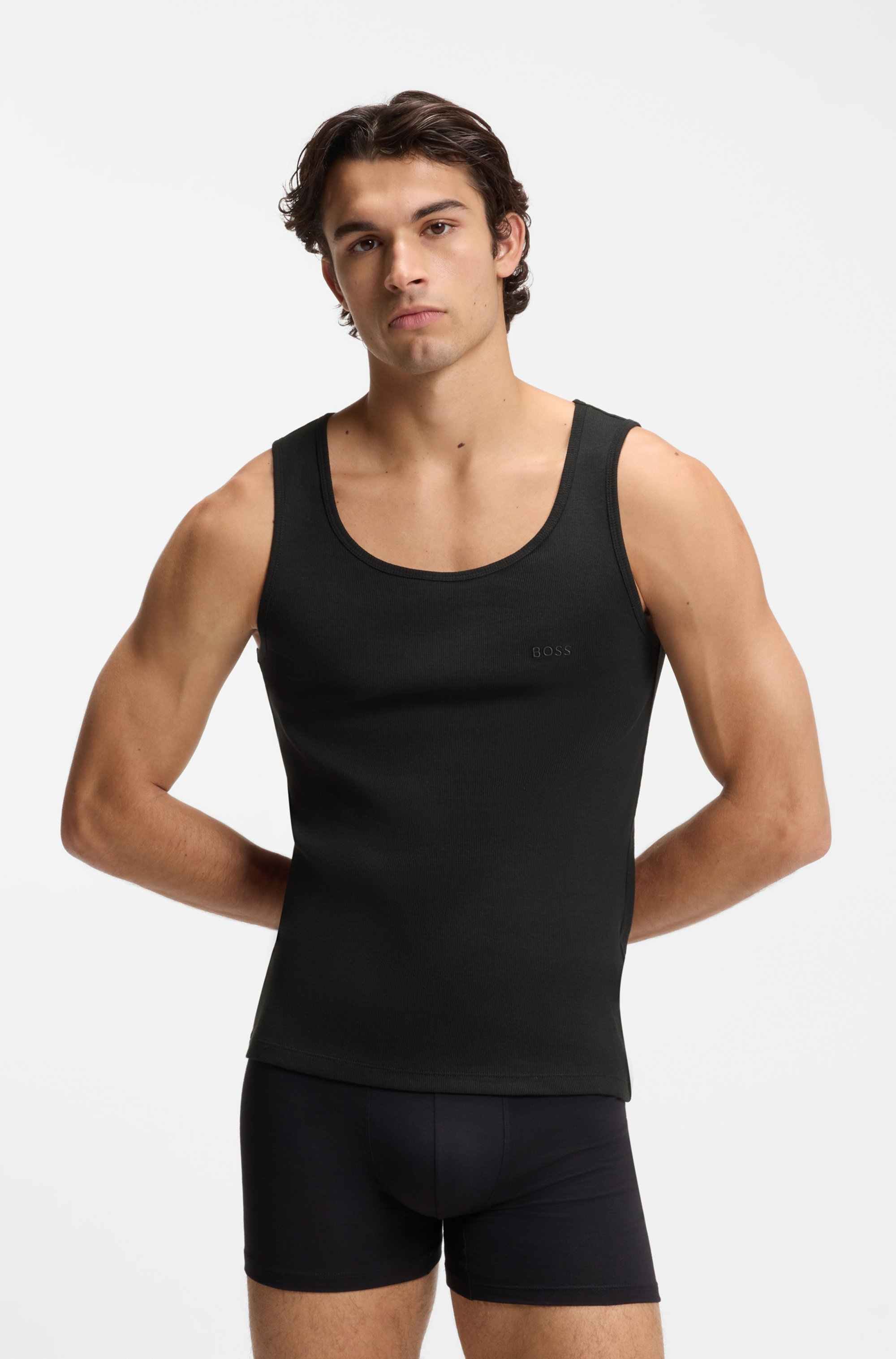 Three-pack of ribbed-cotton underwear vests