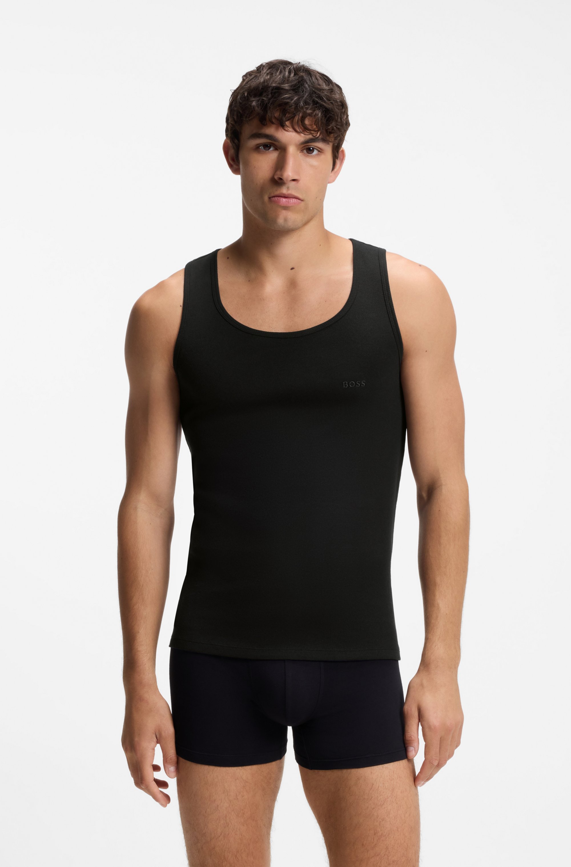Three-pack of ribbed-cotton underwear vests