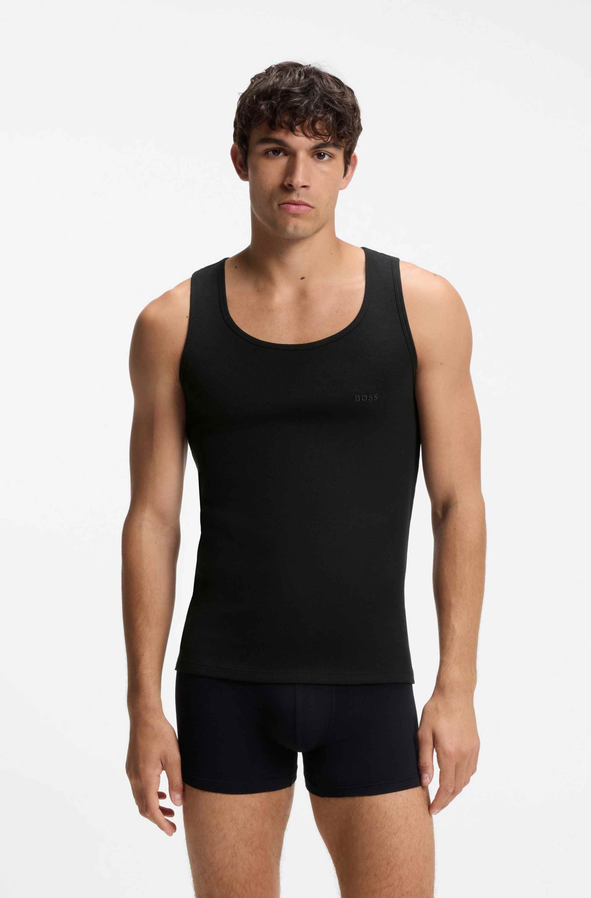 Three-pack of ribbed-cotton underwear vests