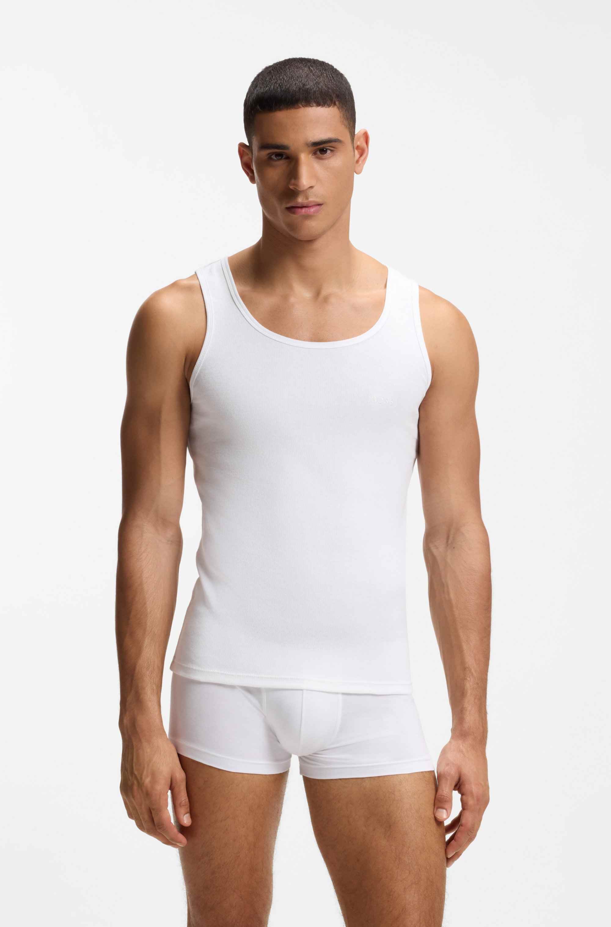 Three-pack of ribbed-cotton underwear vests