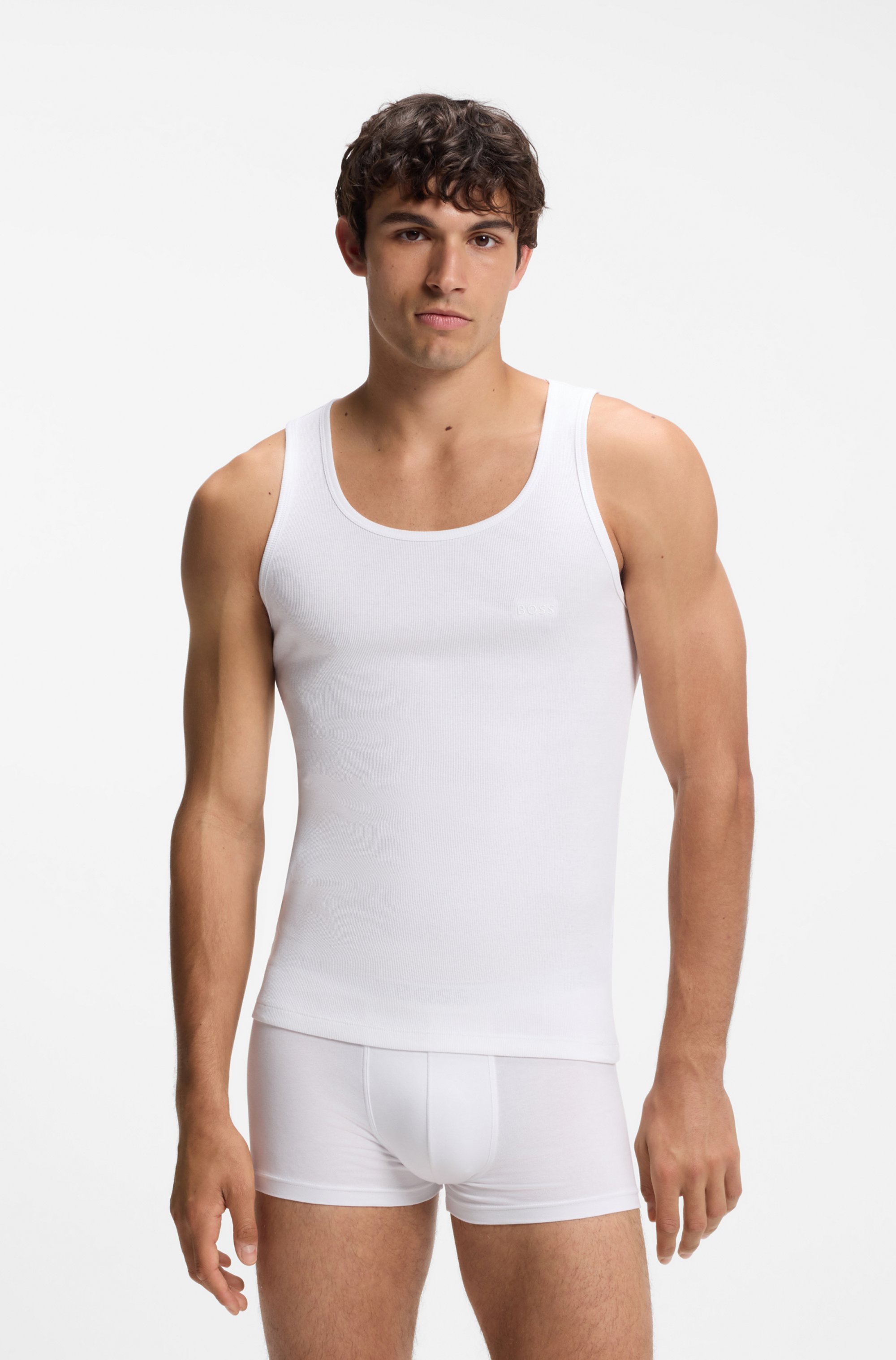 Three-pack of ribbed-cotton underwear vests