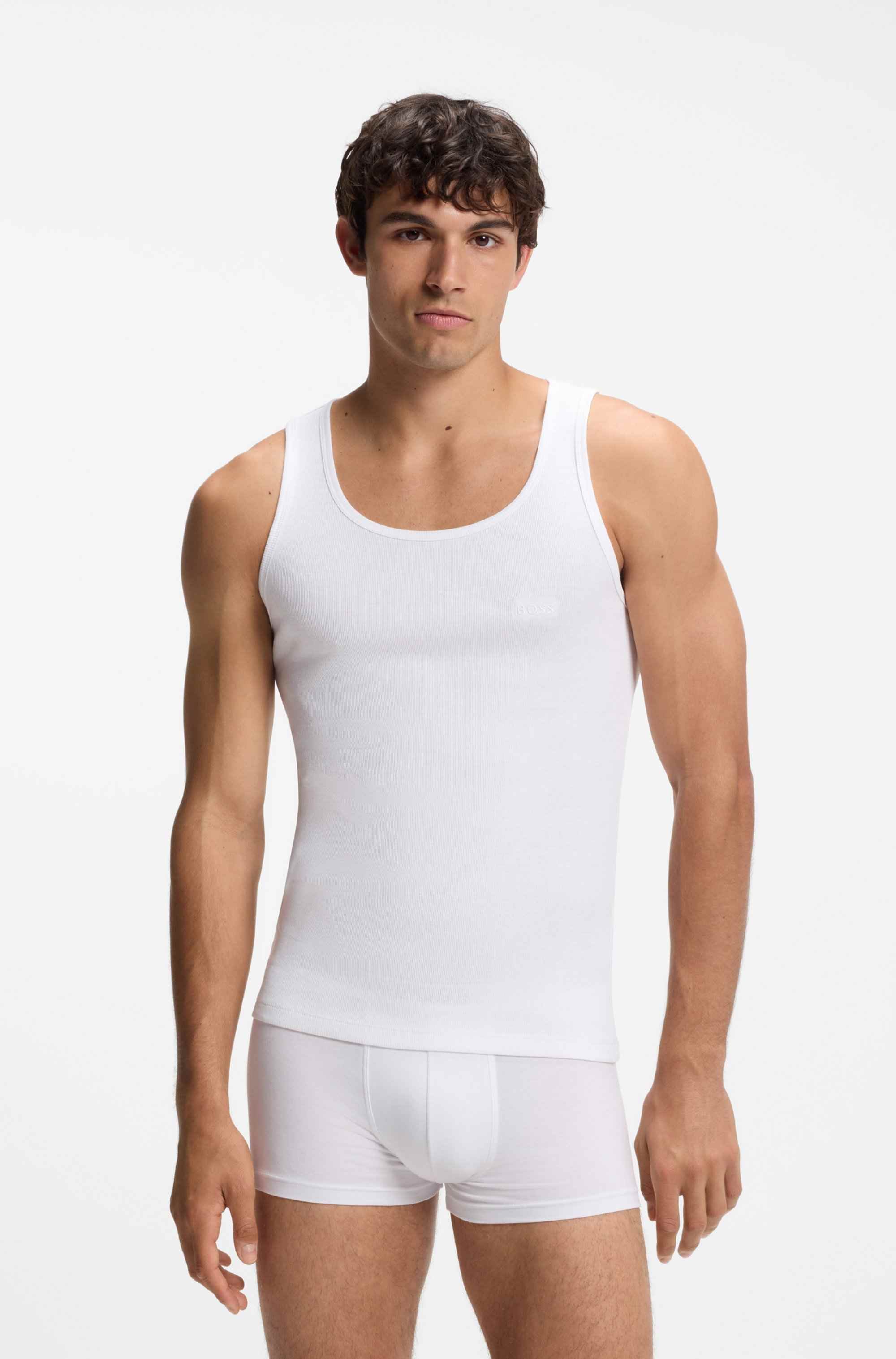 Three-pack of ribbed-cotton underwear vests