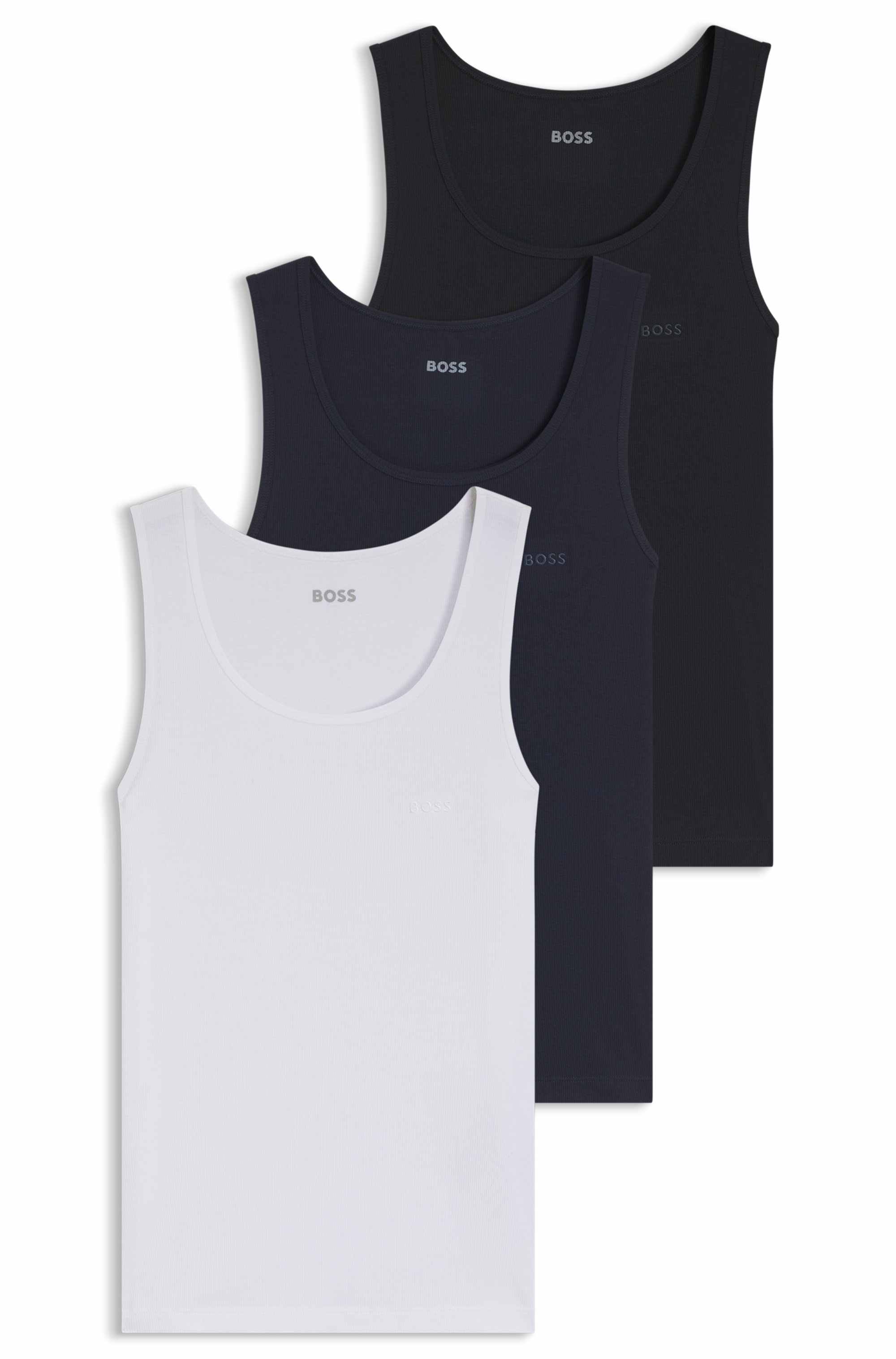 Three-pack of ribbed-cotton underwear vests