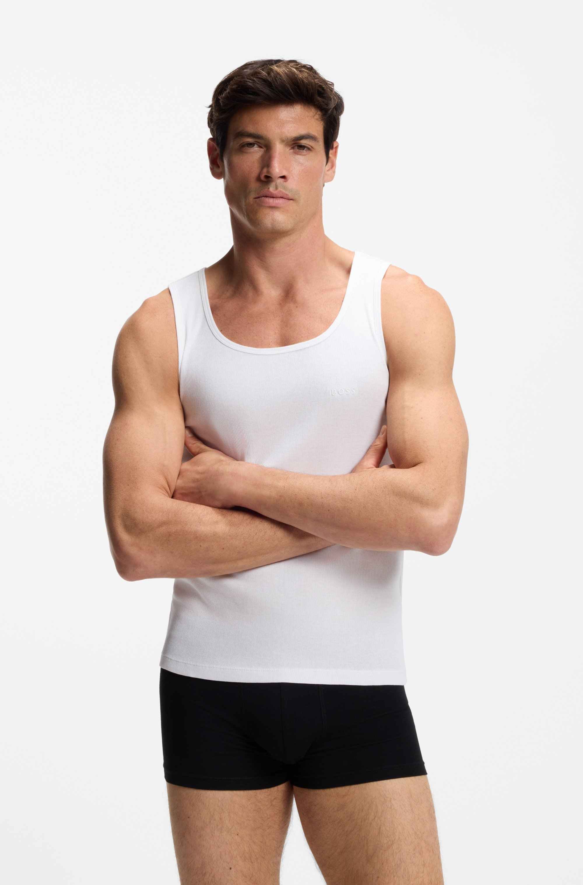 Three-pack of ribbed-cotton underwear vests
