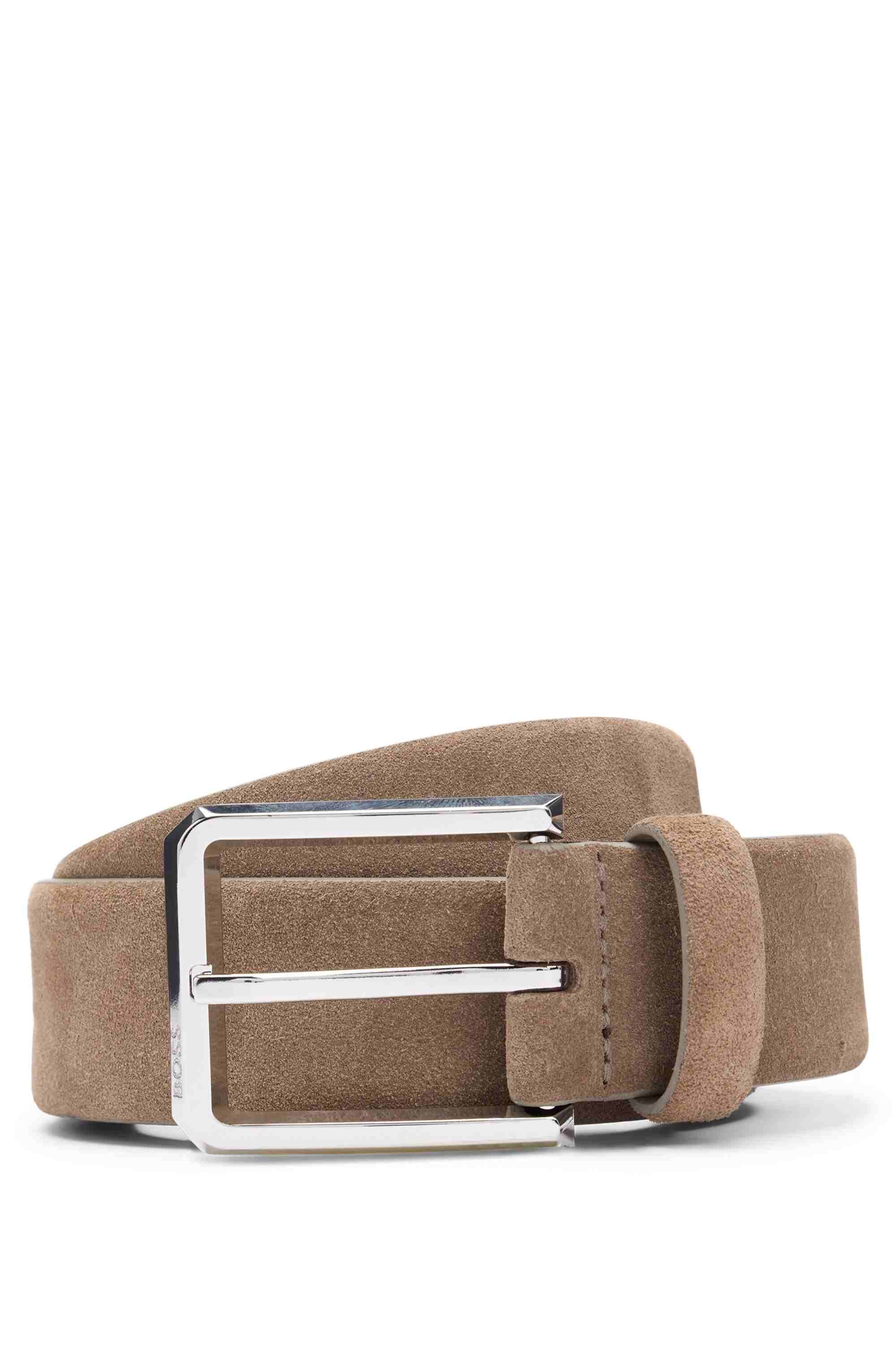 Suede belt with silver-tone buckle
