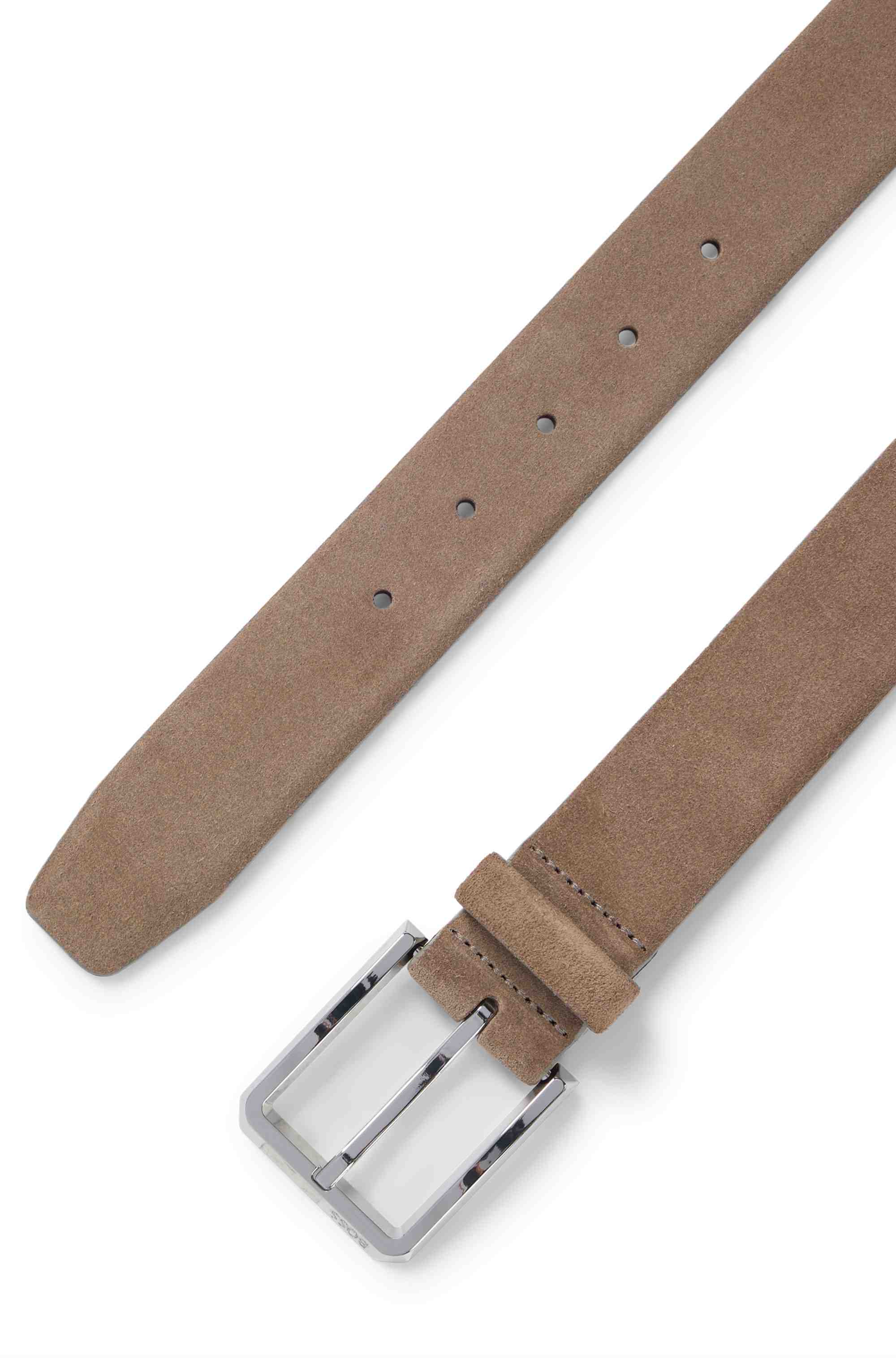 Suede belt with polished pin buckle