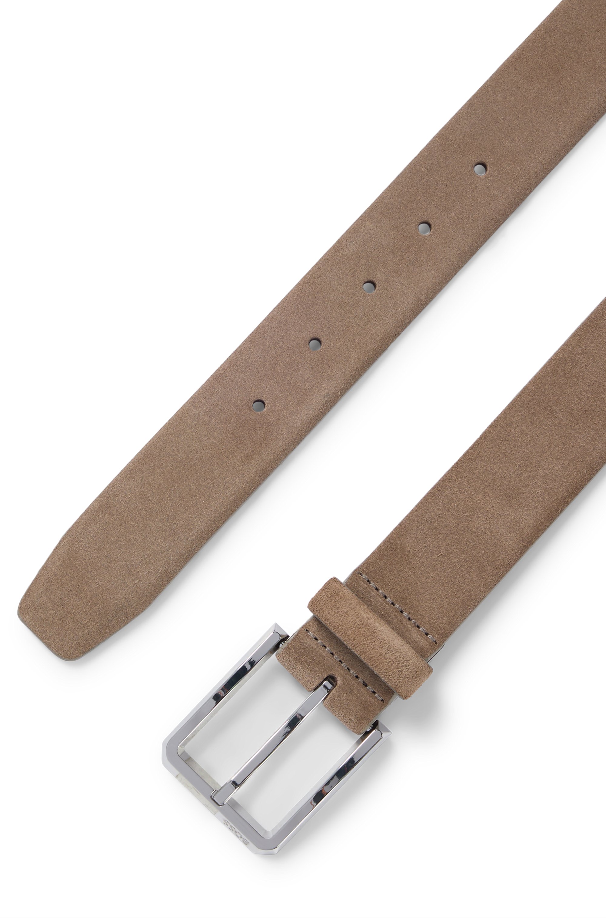 Suede belt with silver-tone buckle