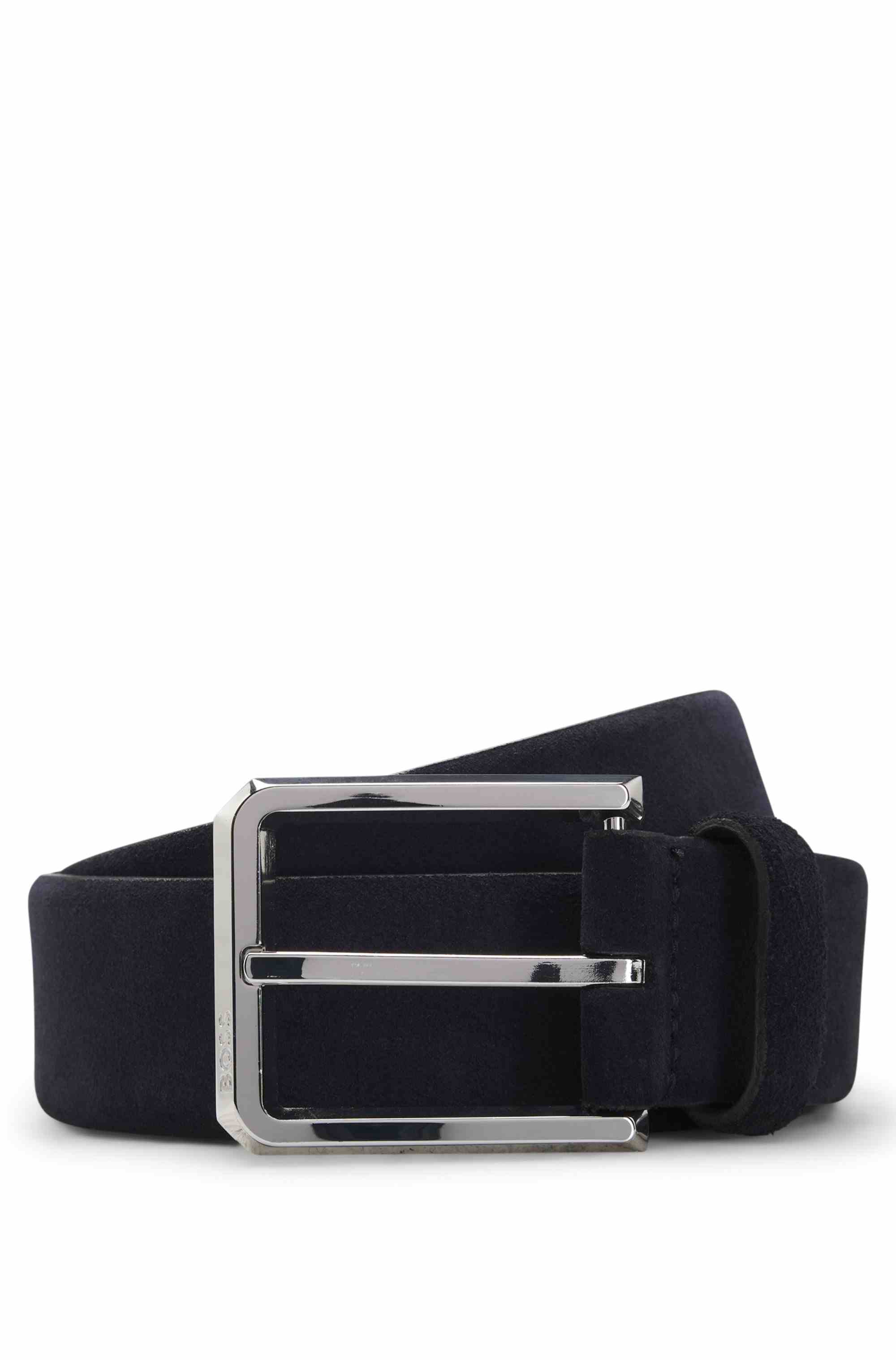 Suede belt with polished pin buckle