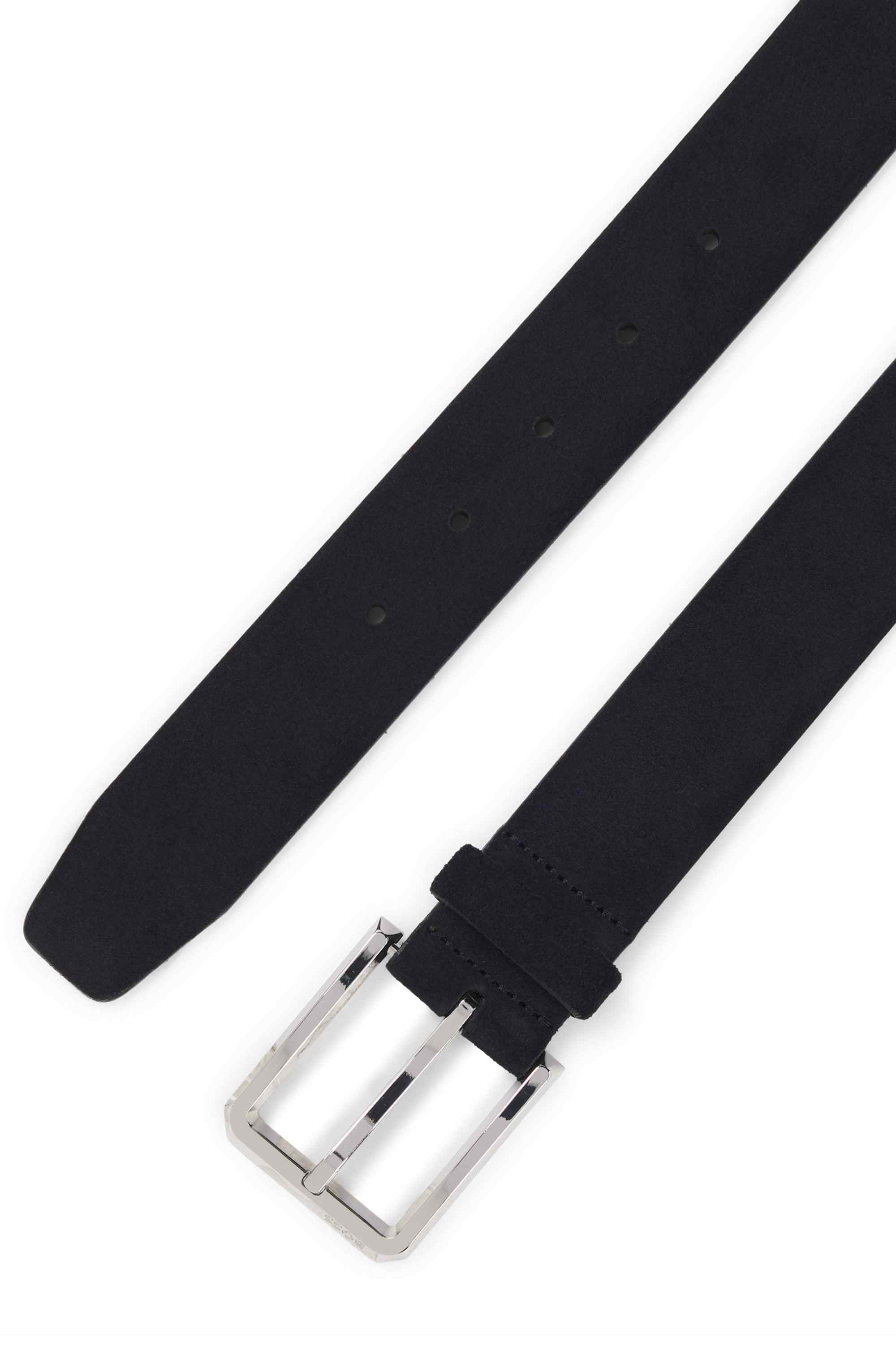 Suede belt with polished pin buckle