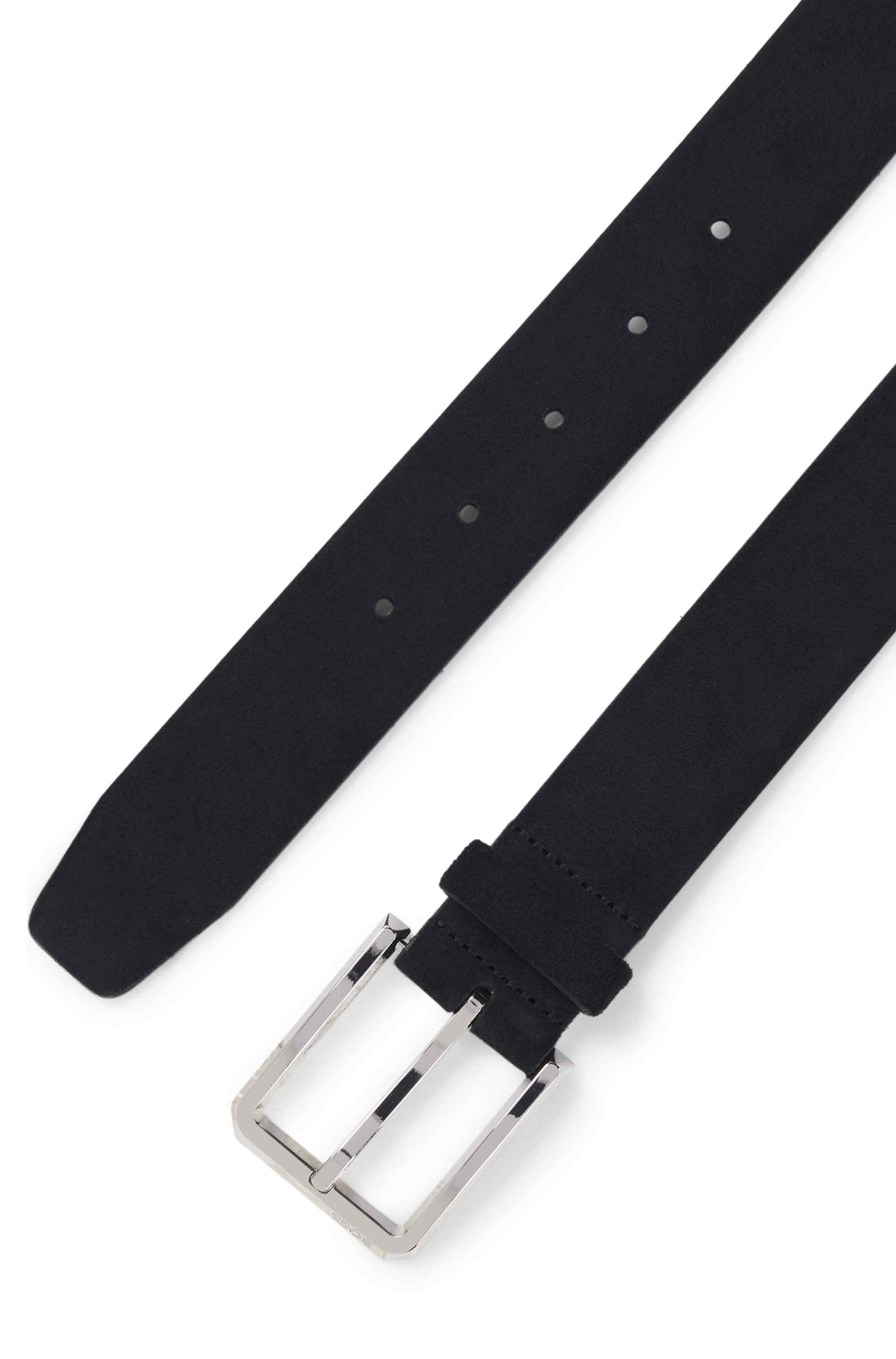 Suede belt with polished pin buckle