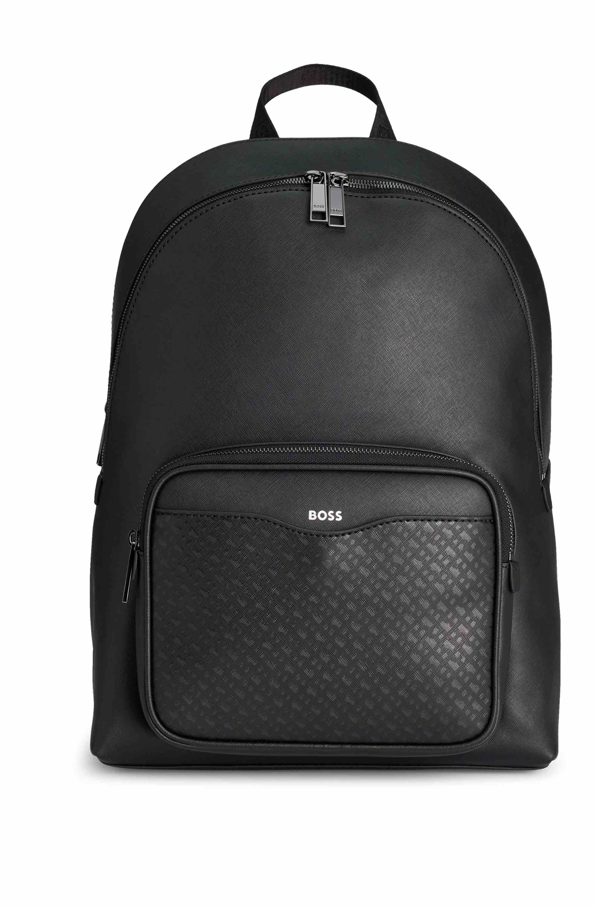 Backpack with monogram-patterned pocket
