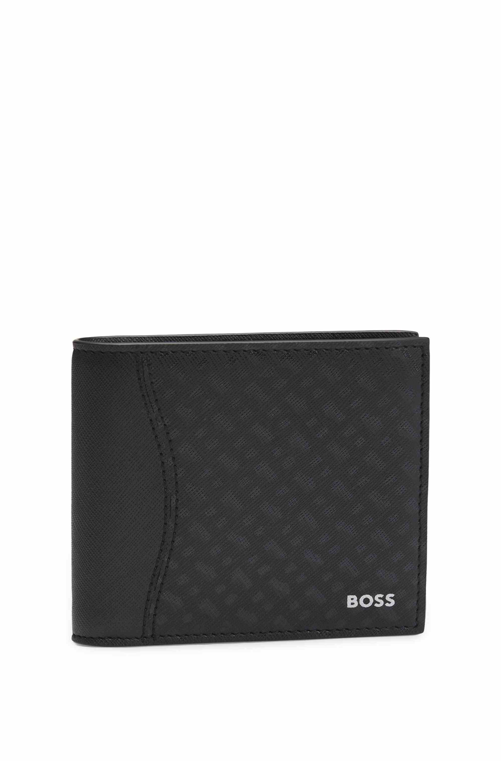 Structured folding wallet with monogram pattern