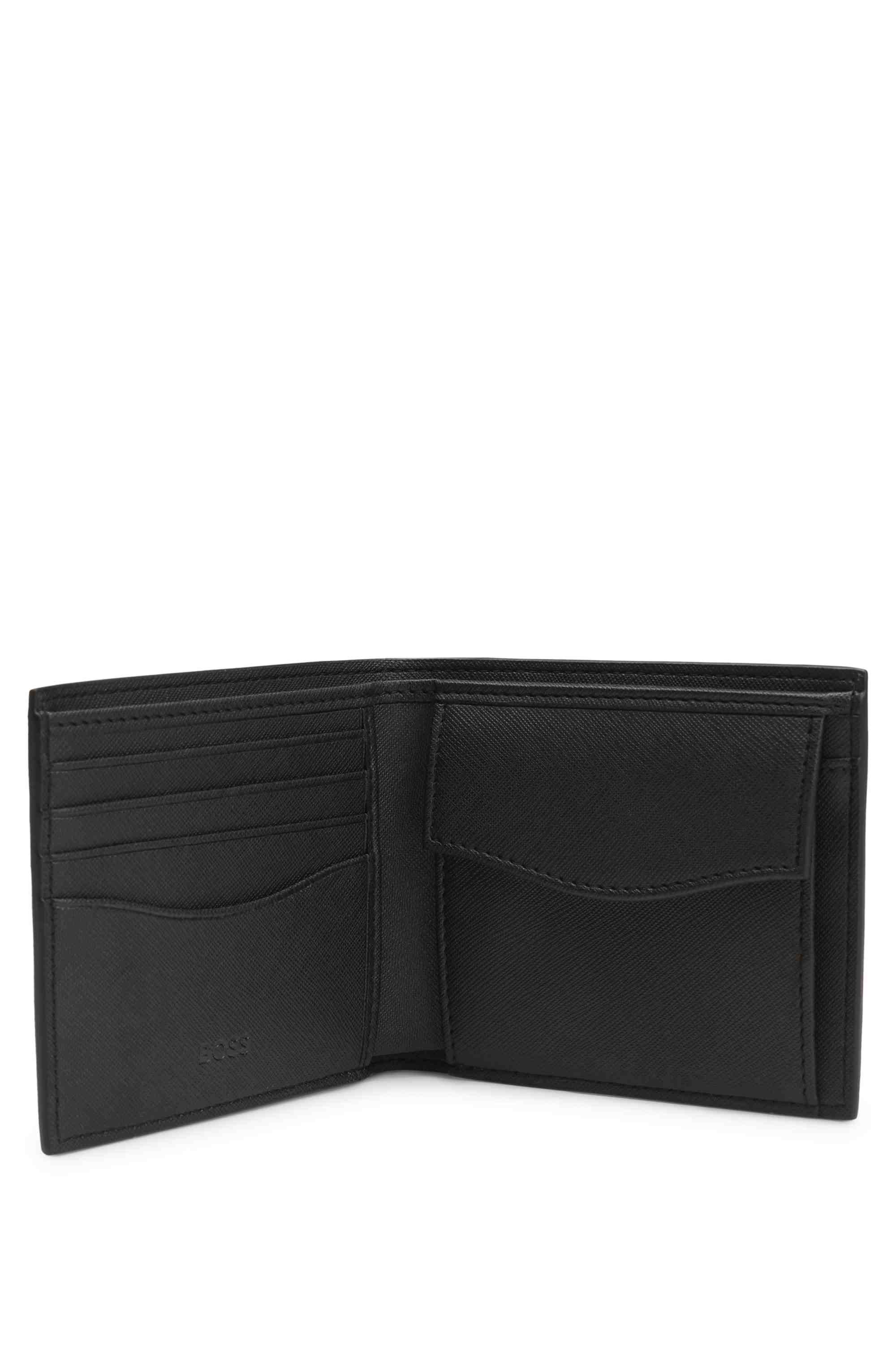 Structured folding wallet with monogram pattern