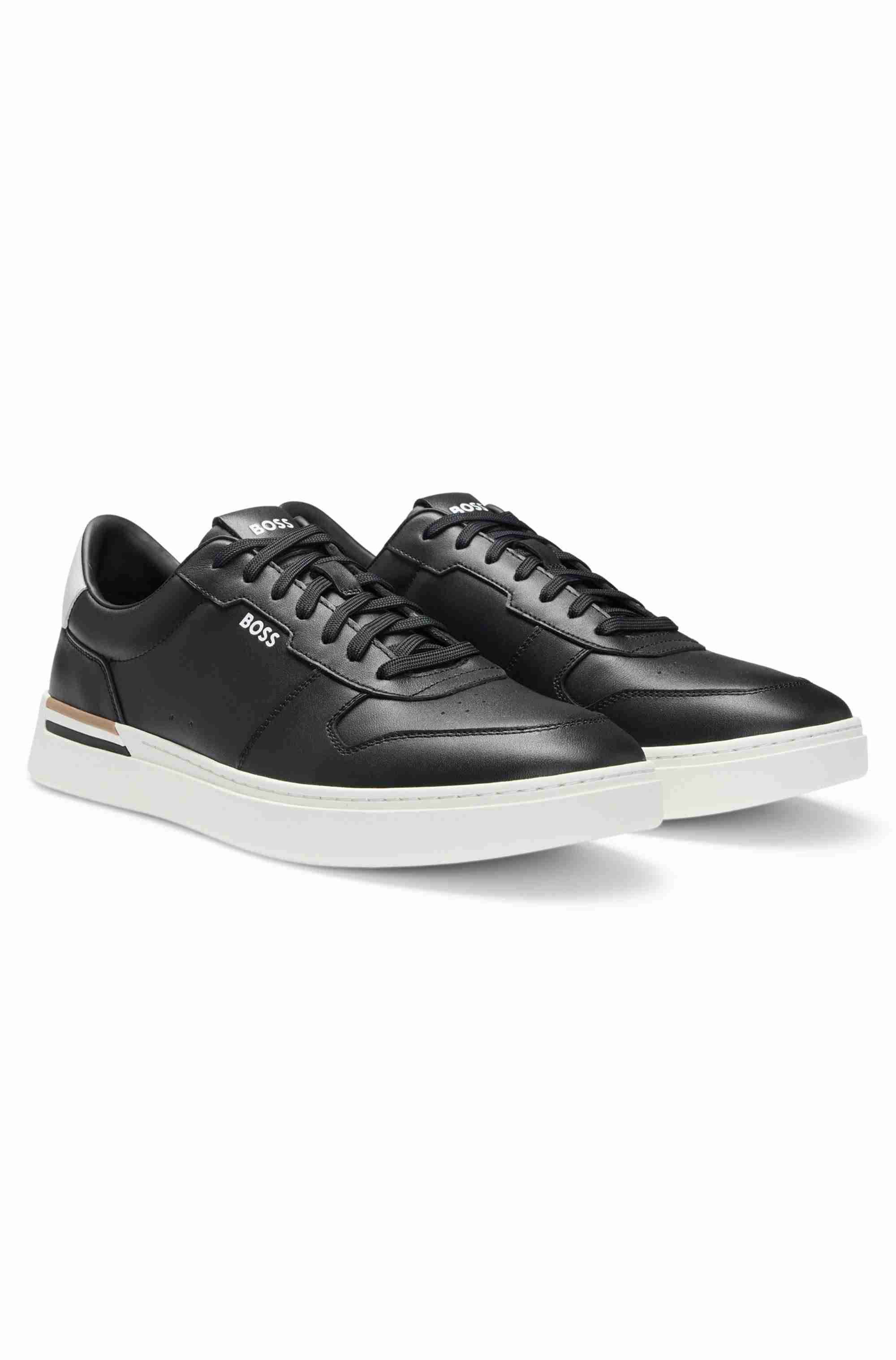 Leather trainers with logo details