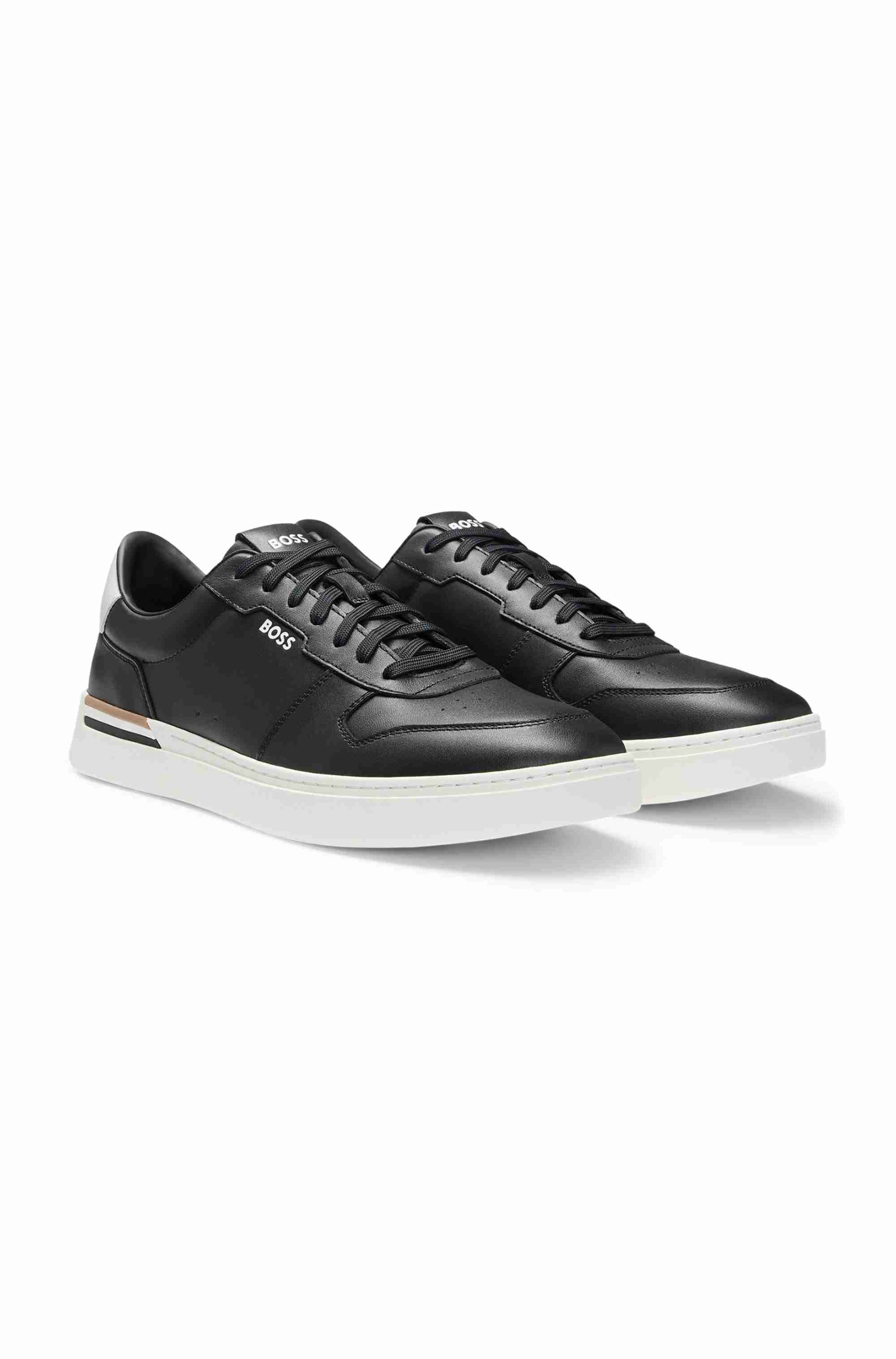 Leather trainers with signature-stripe details