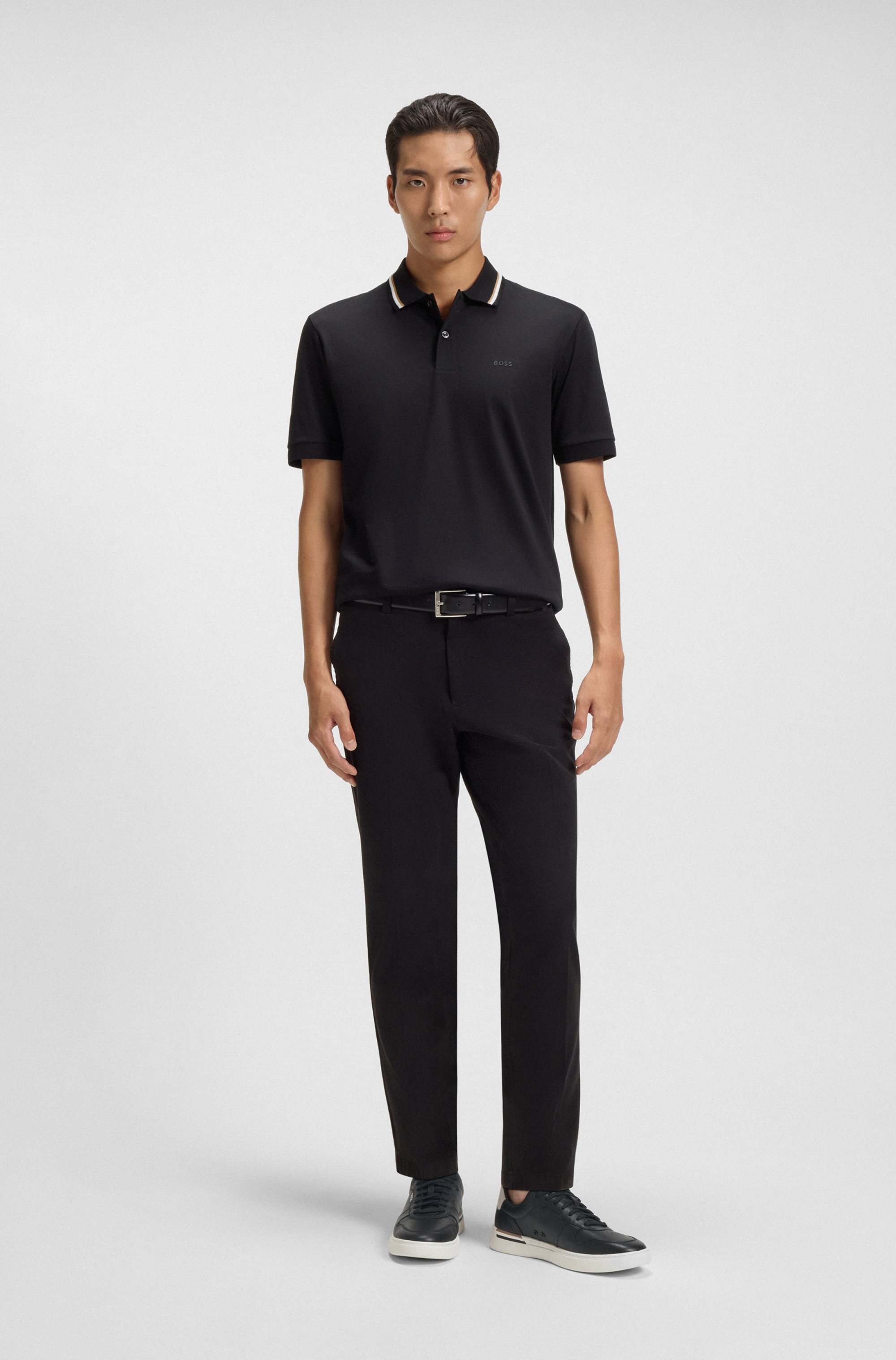 Leather trainers with logo details