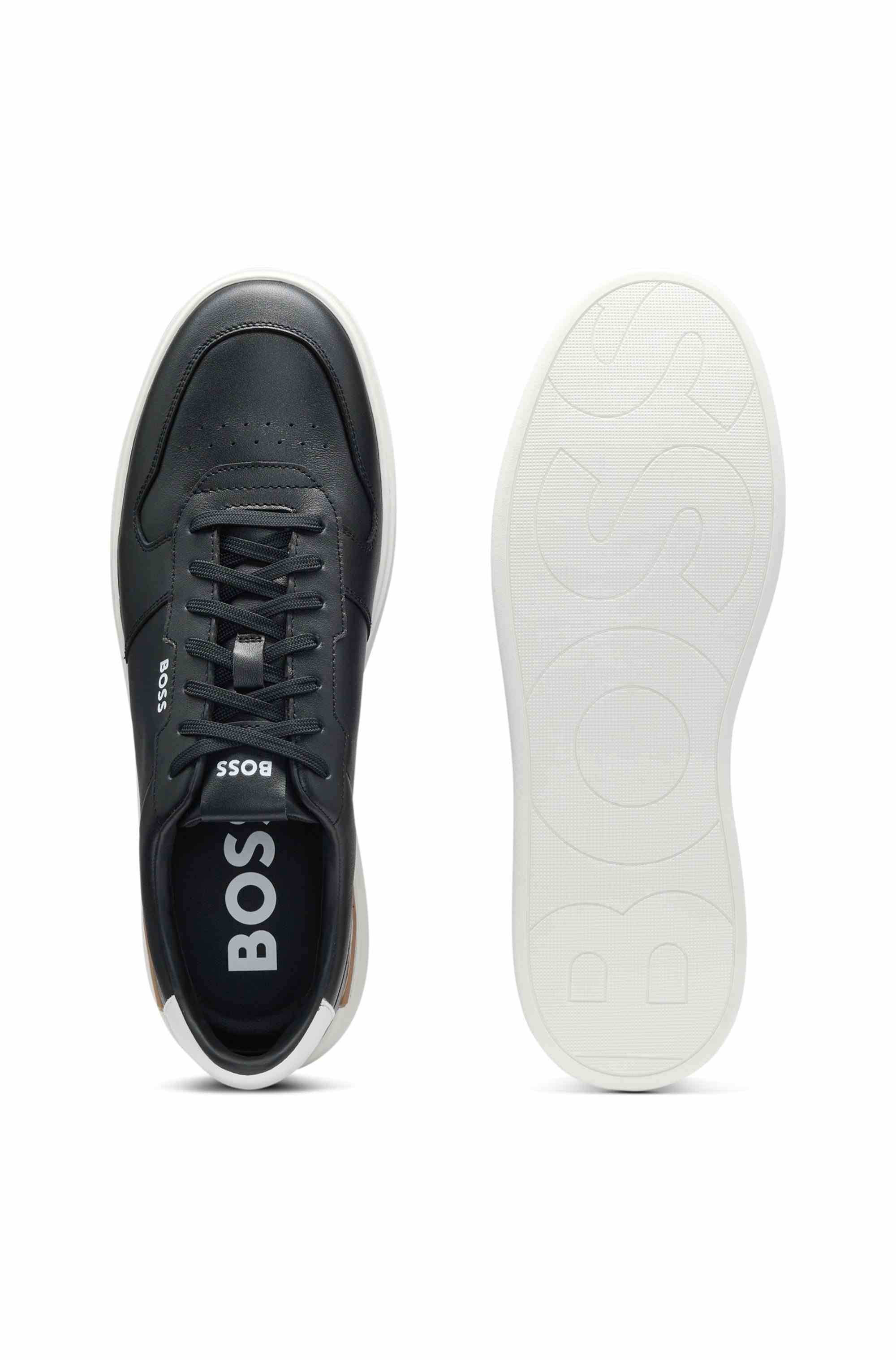 Leather trainers with logo details