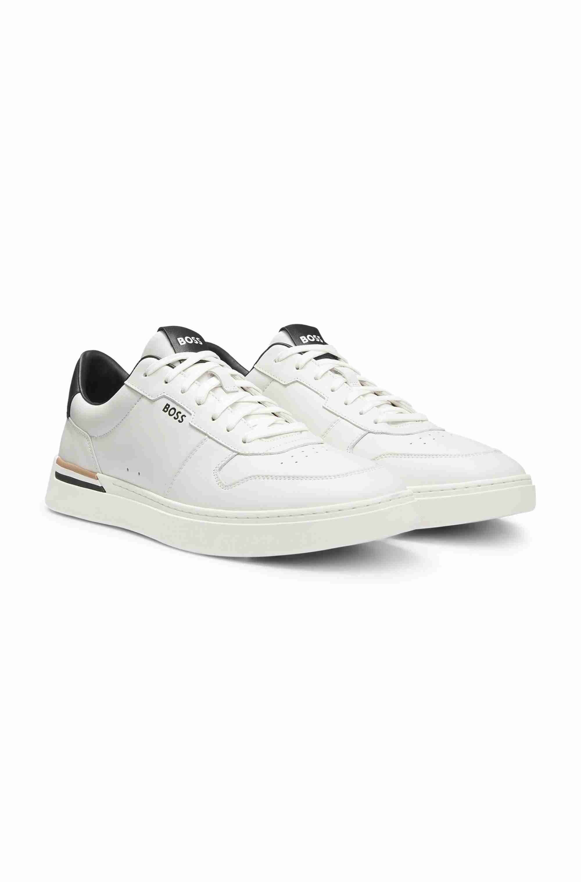 Leather trainers with signature-stripe details