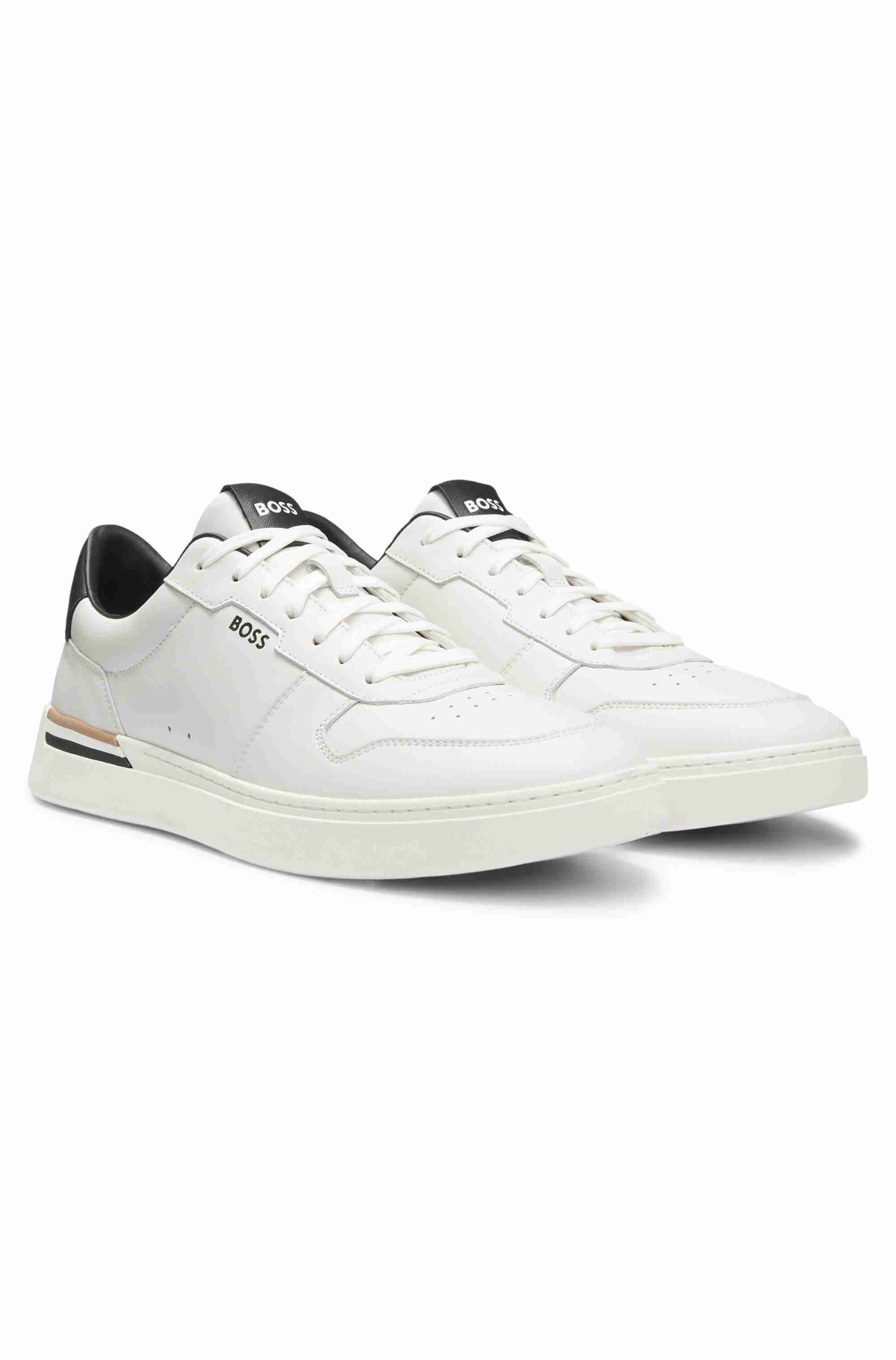 Leather trainers with signature-stripe details