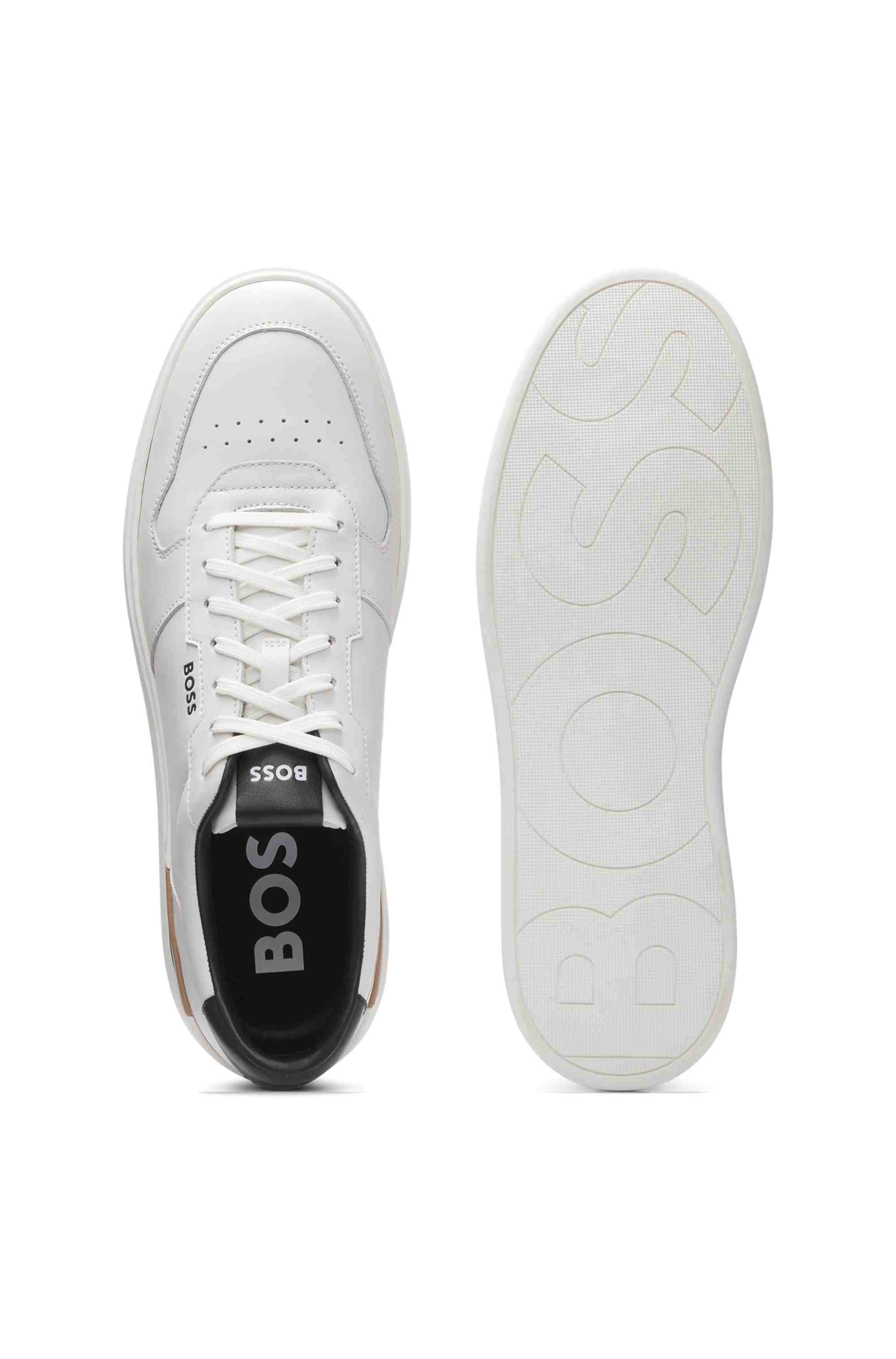 Leather trainers with logo details