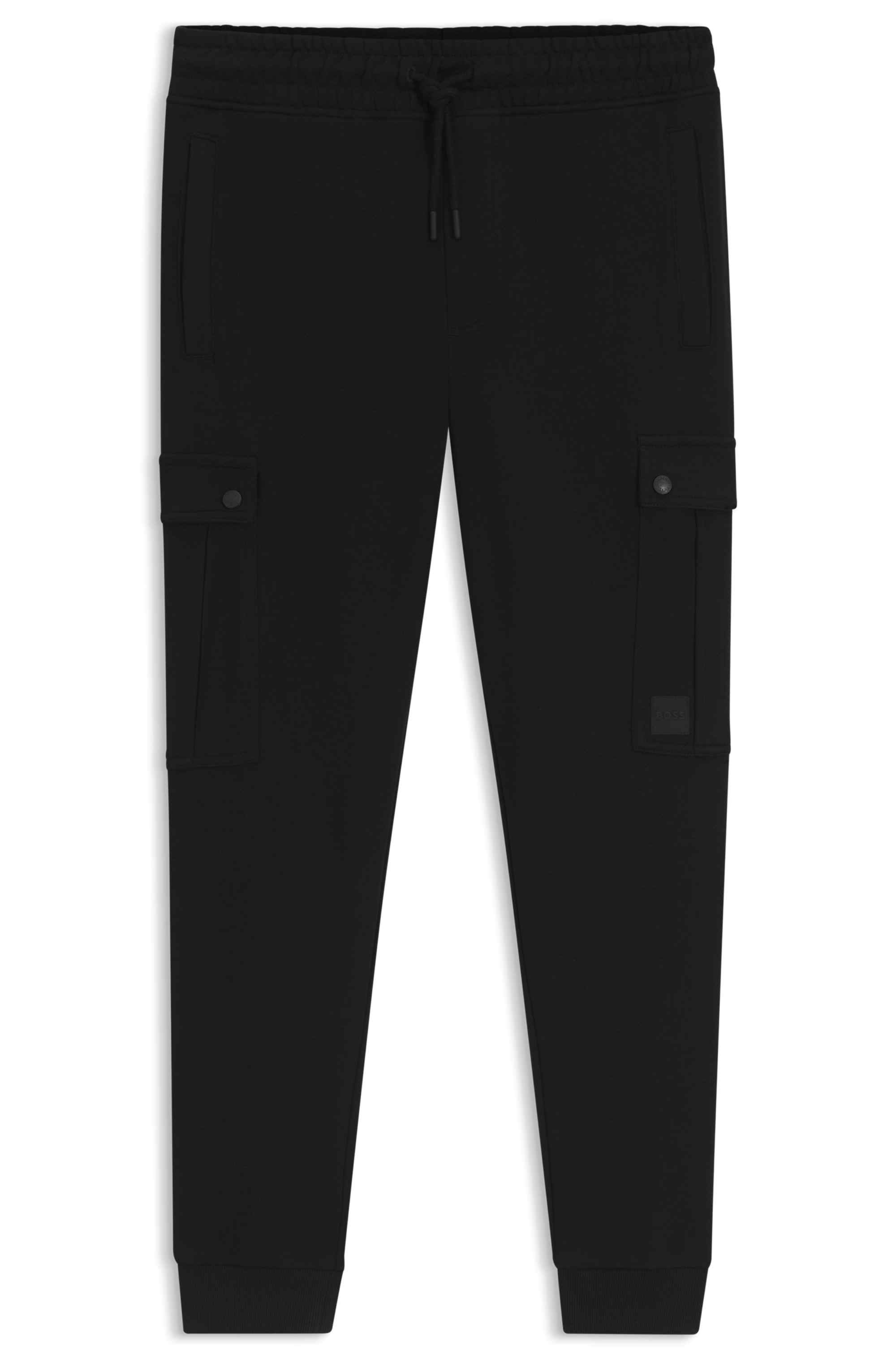 Relaxed-fit cotton-terry tracksuit bottoms with cargo pockets