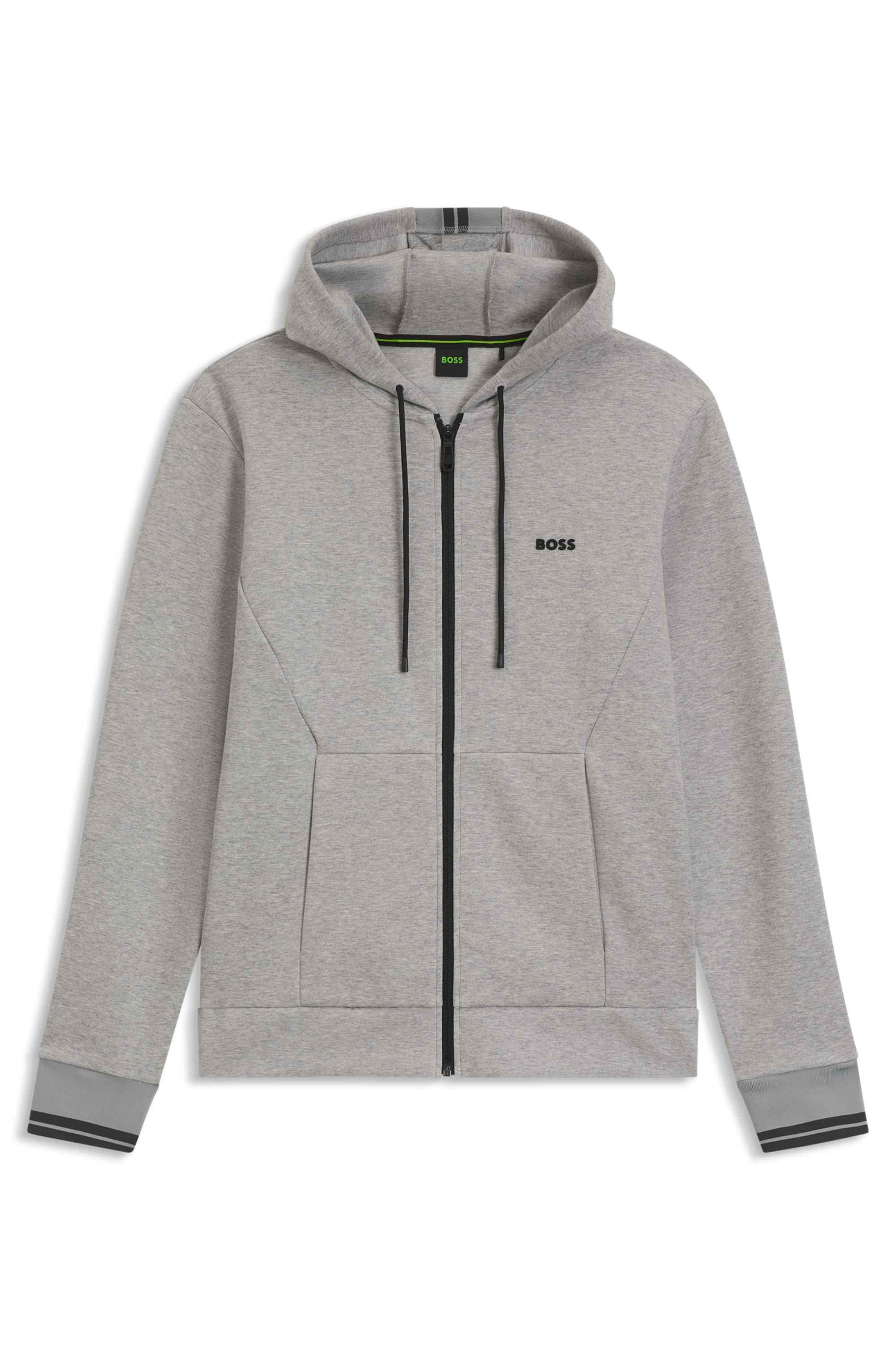 Cotton-blend zip-up hoodie with stripe details