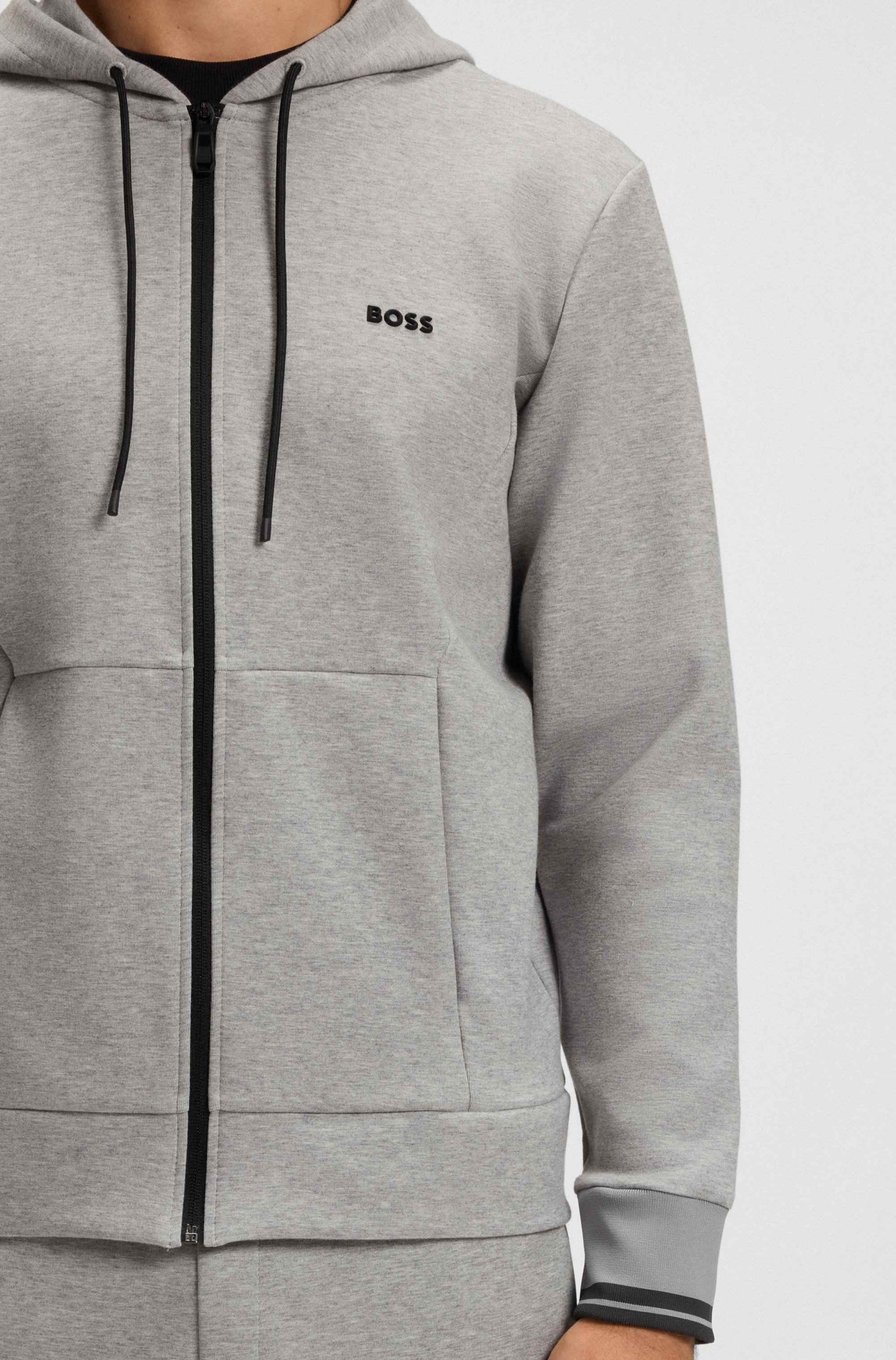 Cotton-blend zip-up hoodie with stripe details