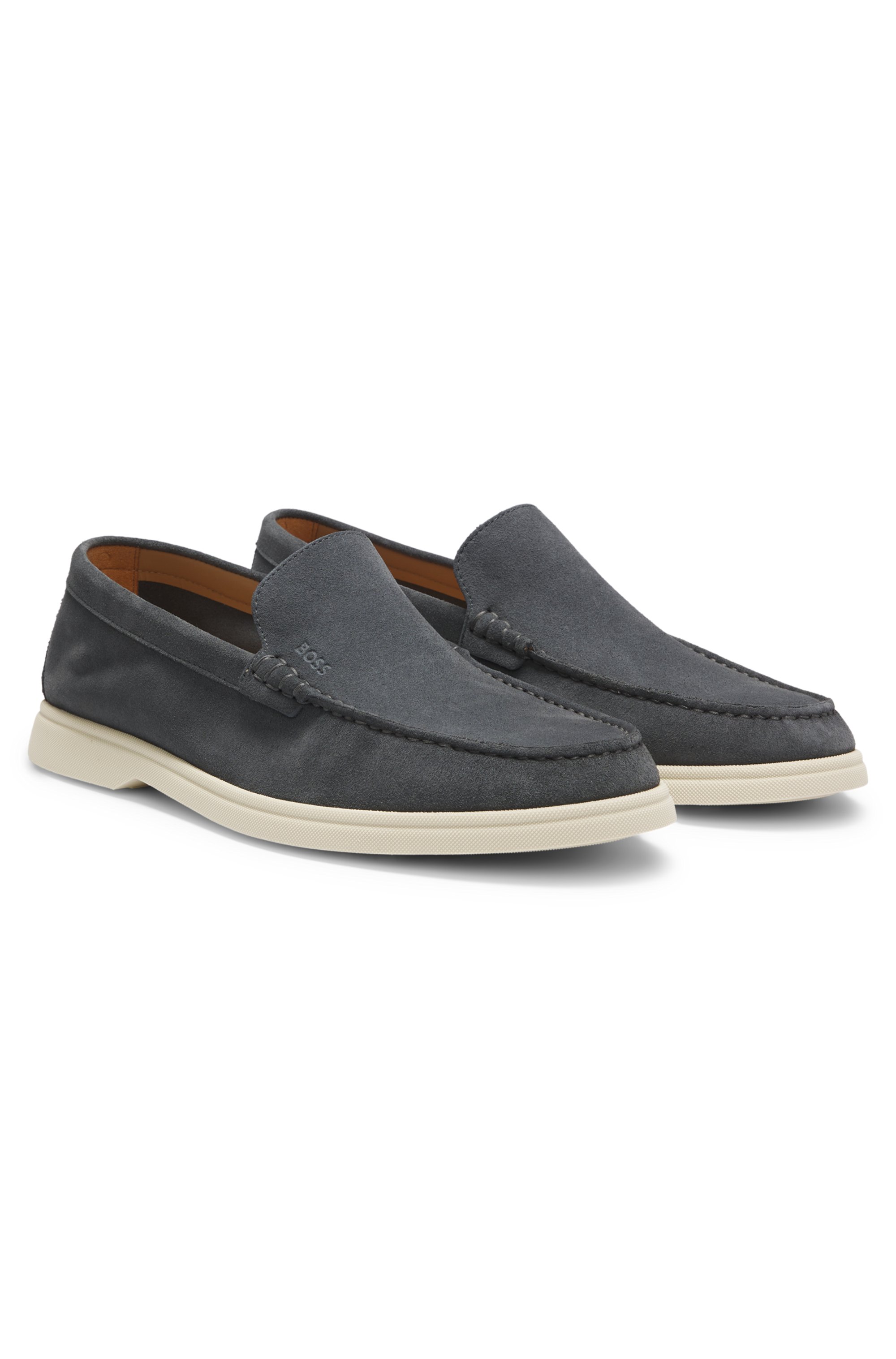 Suede loafers with debossed logo