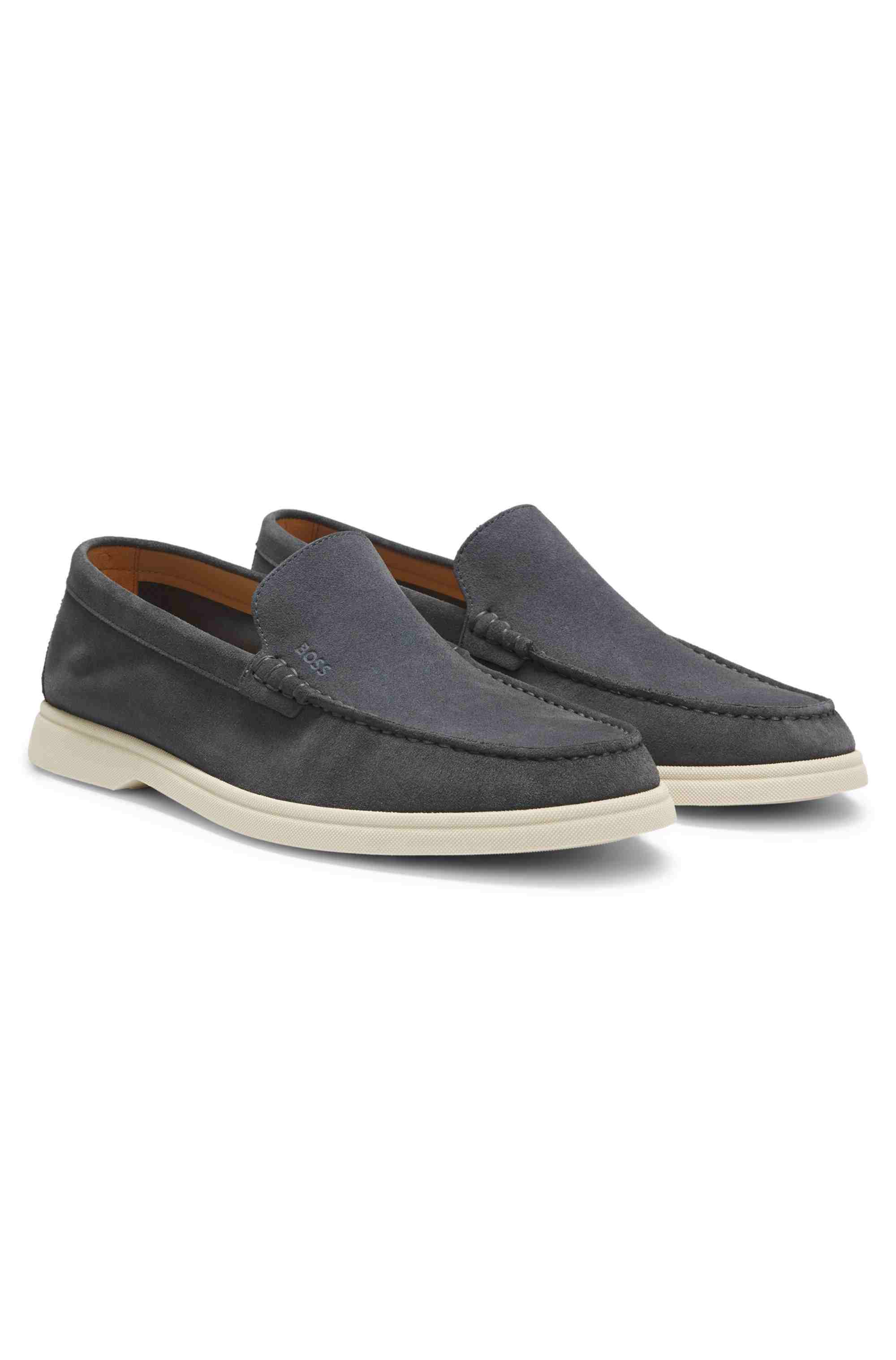 Suede loafers with debossed logo