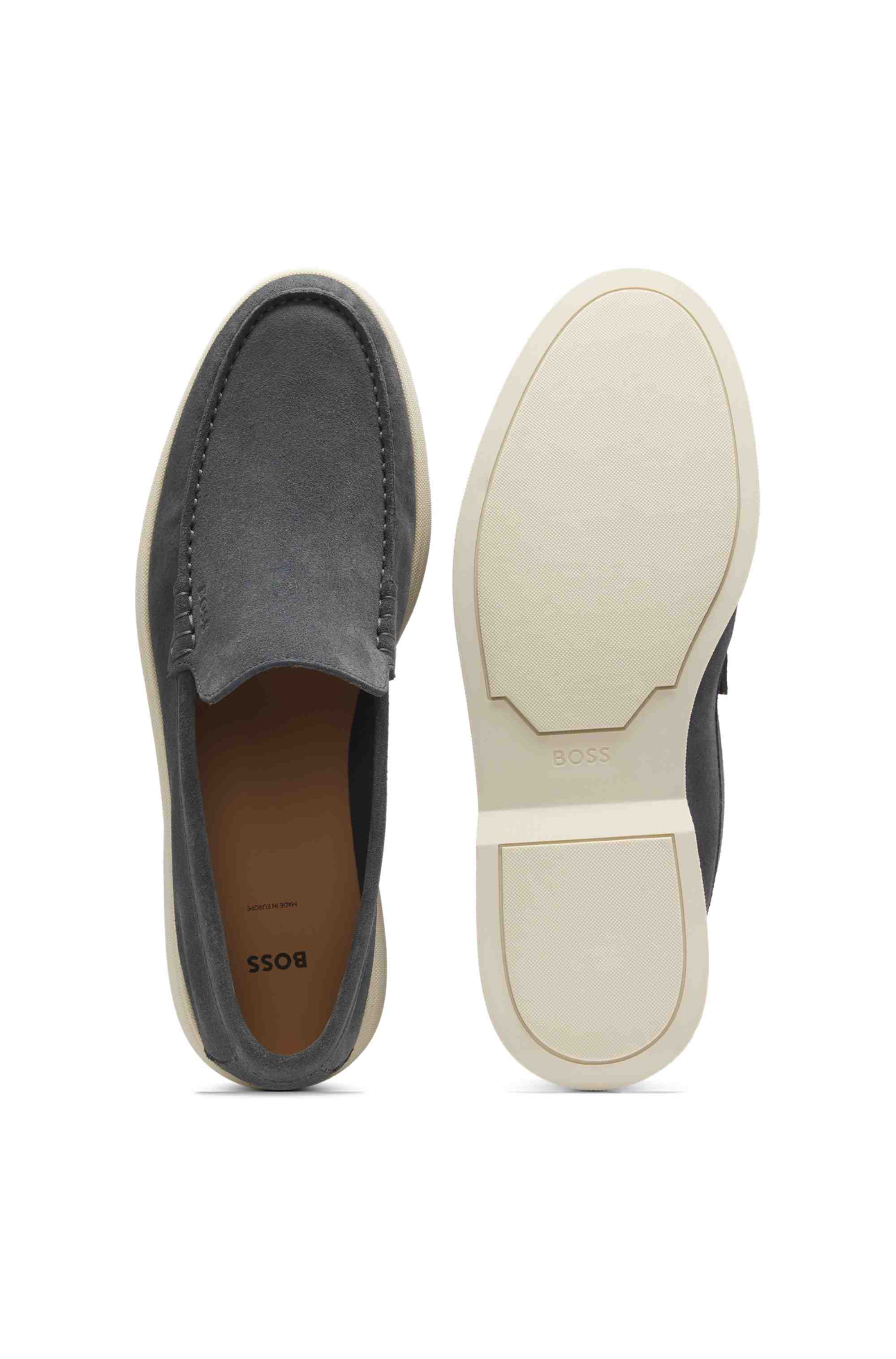 Suede loafers with debossed logo