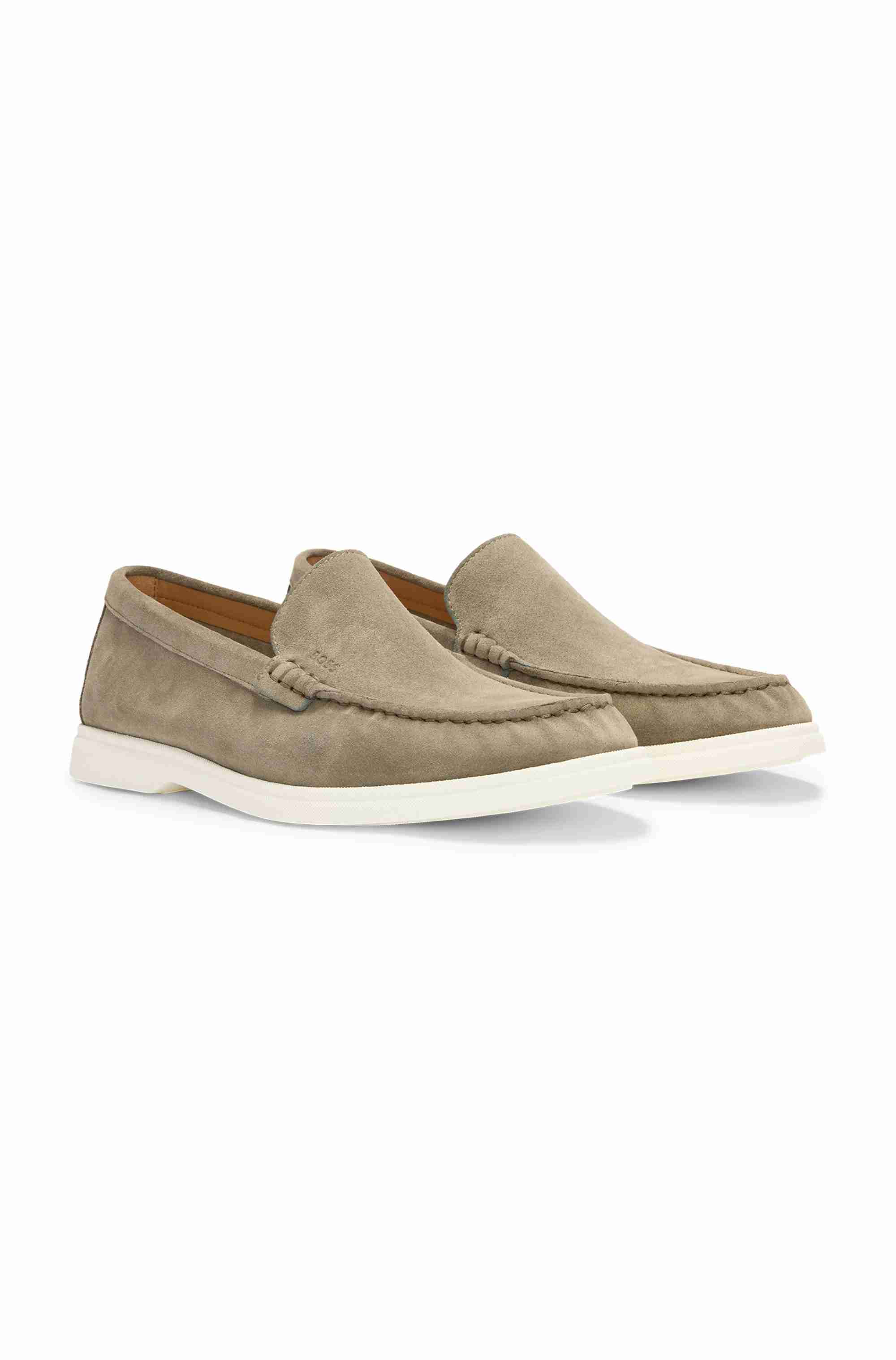 Suede loafers with debossed logo