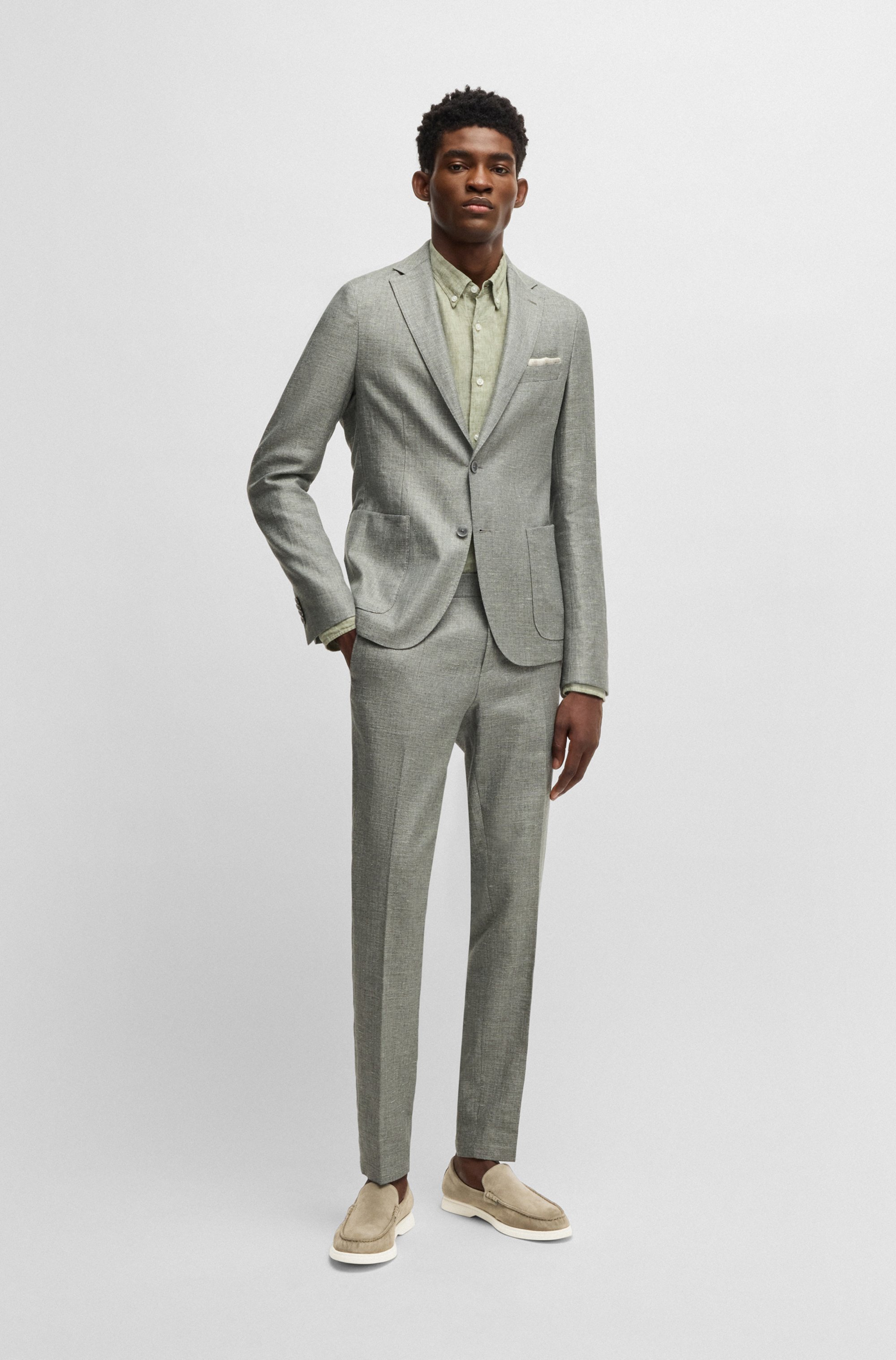 Suede loafers with debossed logo