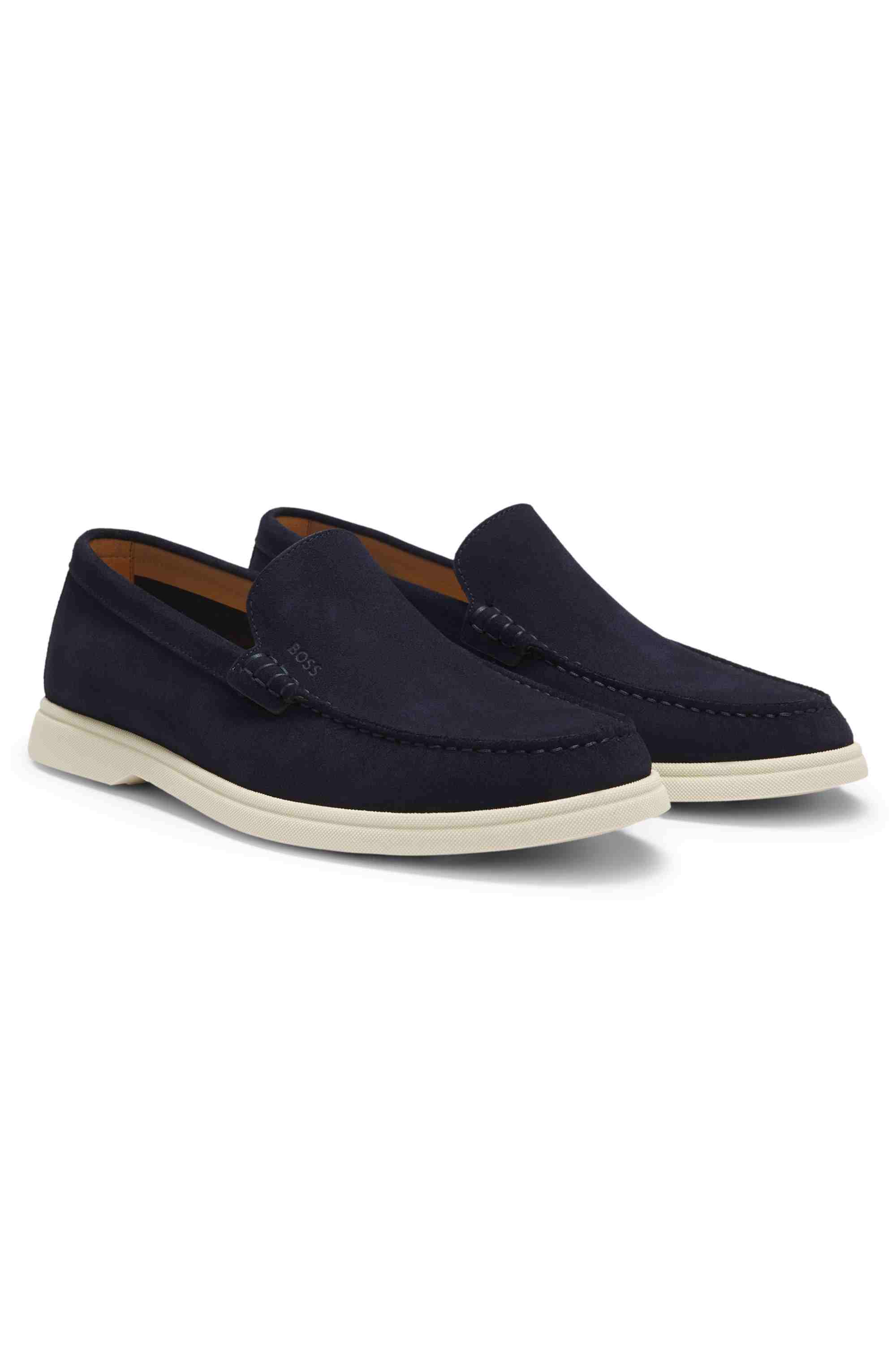 Suede loafers with debossed logo