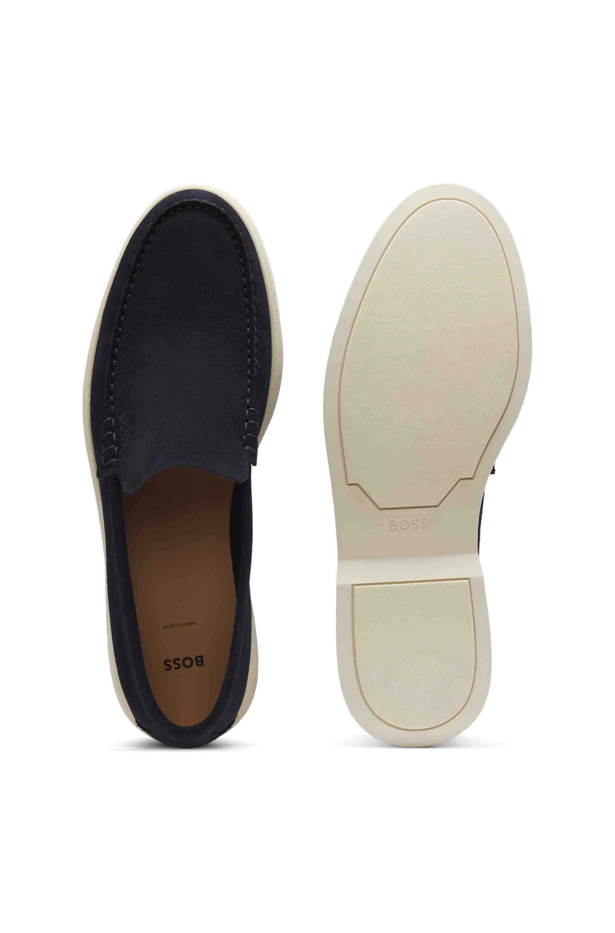 Suede loafers with debossed logo