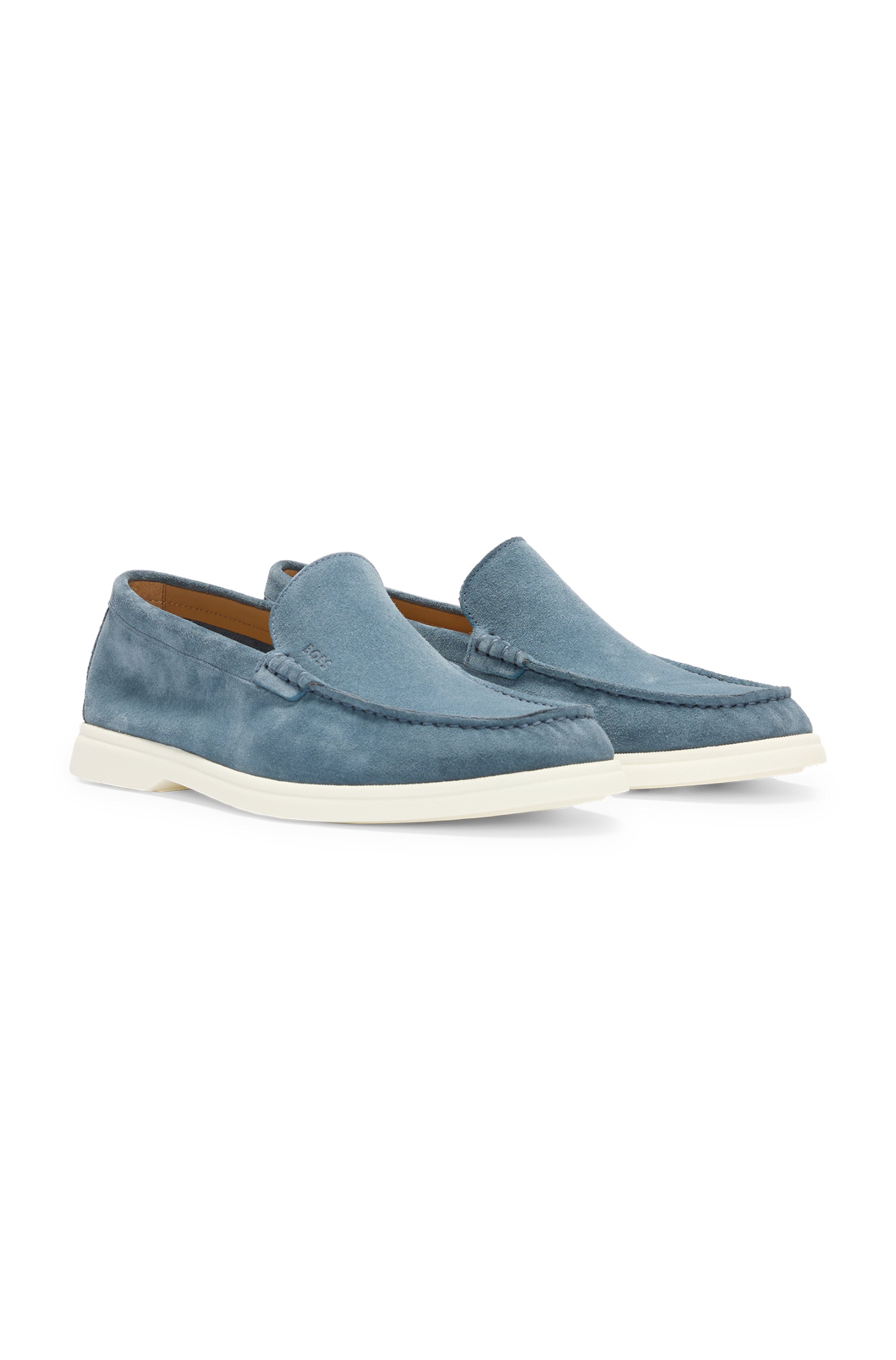Suede loafers with debossed logo