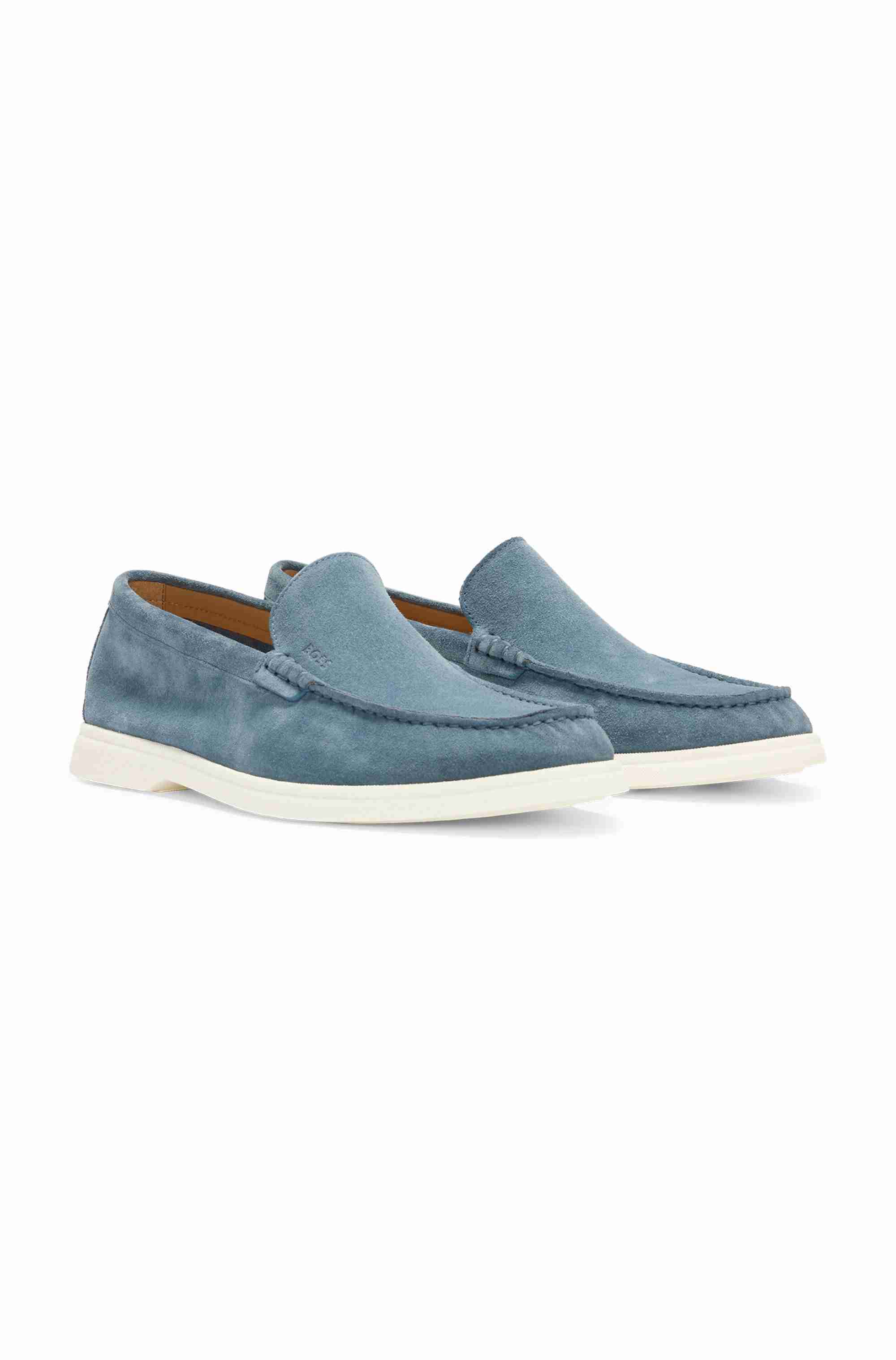 Suede loafers with debossed logo