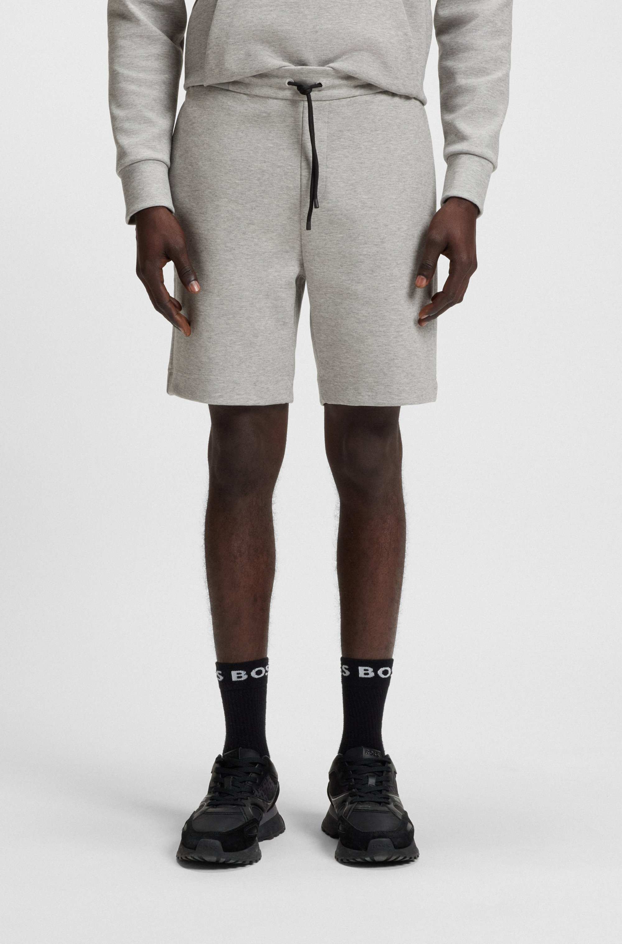 Cotton-blend shorts with stripe details