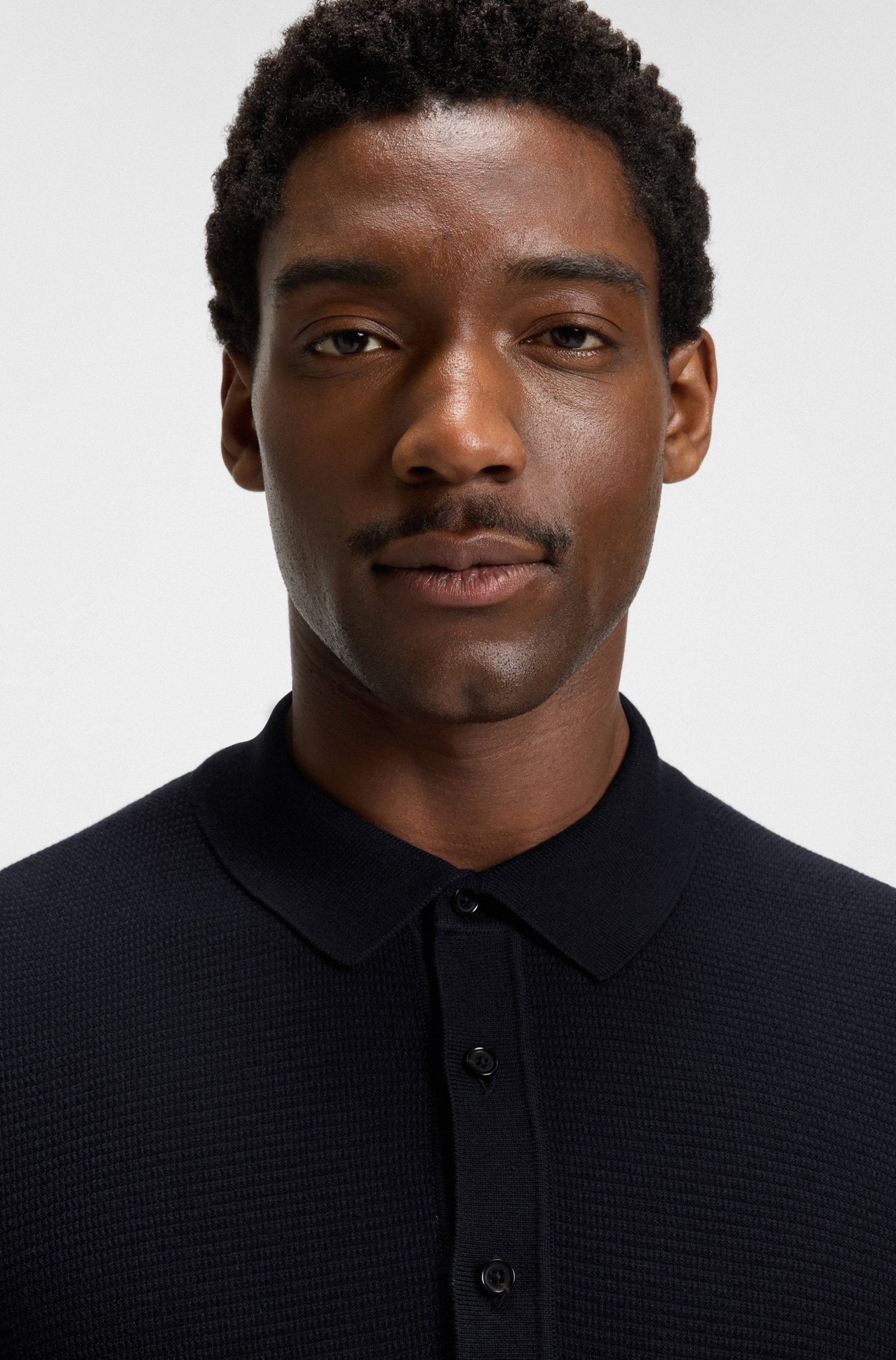 Regular-fit knit polo blended with cotton