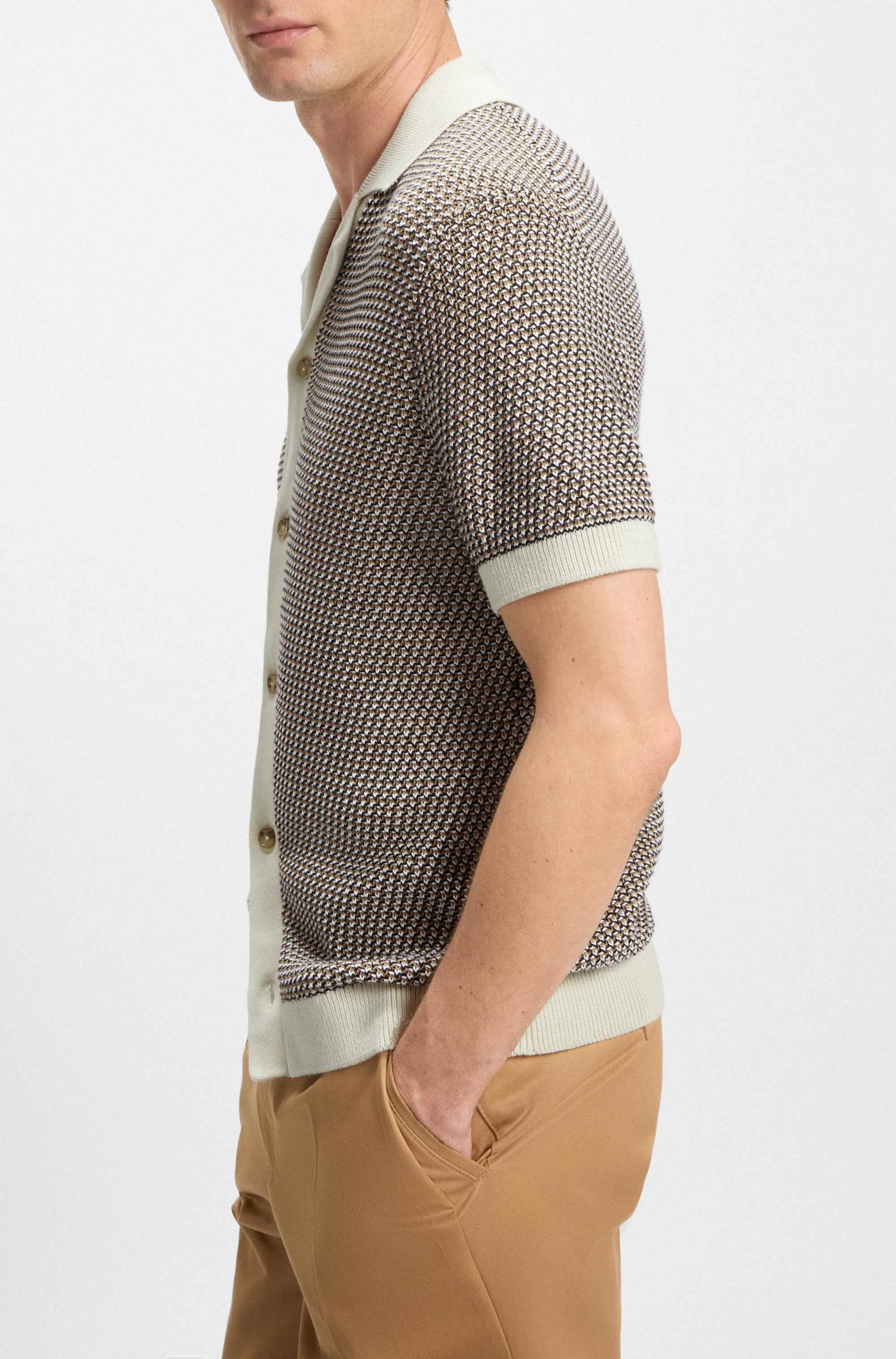 Regular-fit knit cardigan in structured cotton