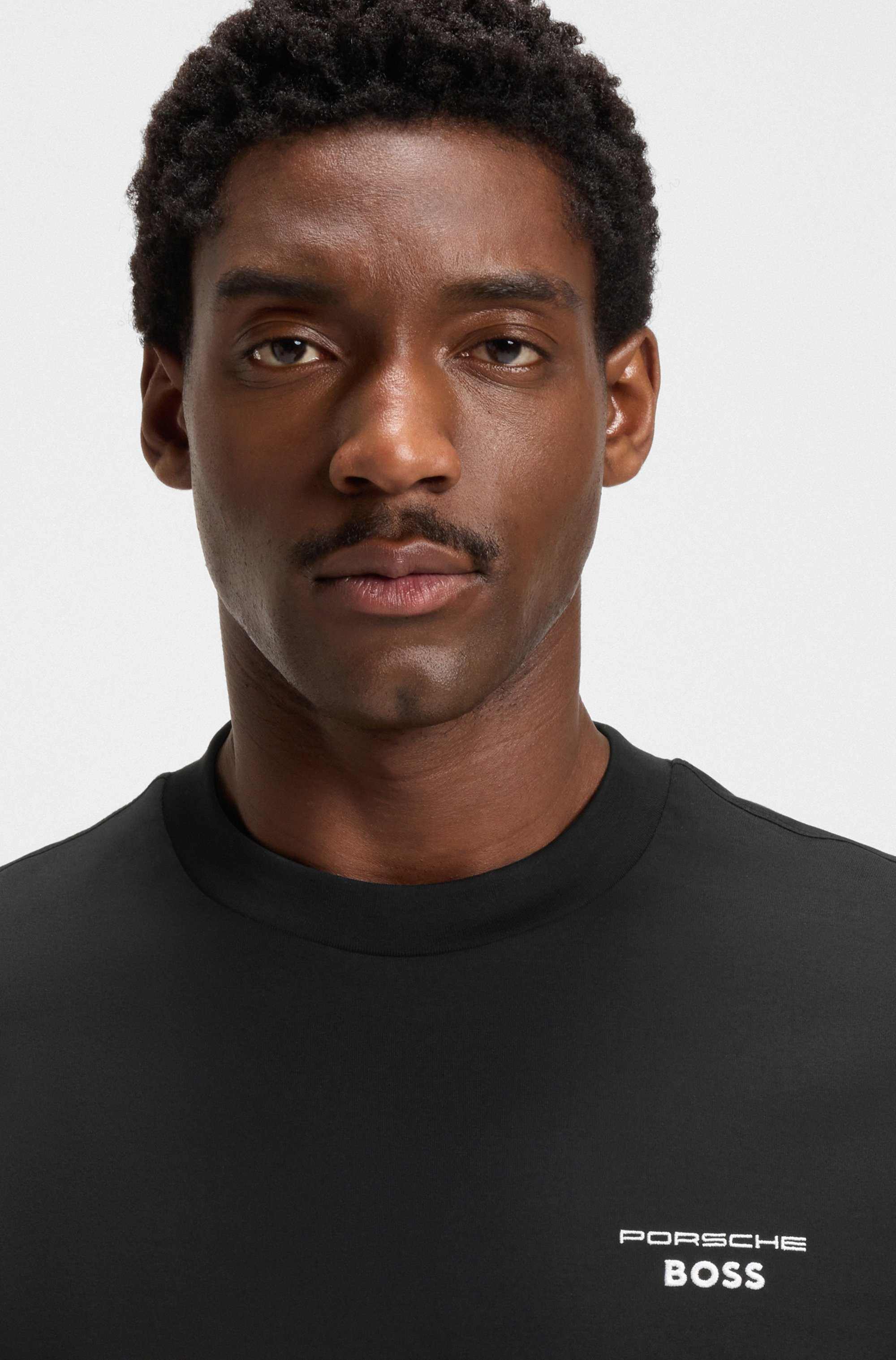 Porsche x BOSS mercerised-cotton T-shirt with Targa artwork